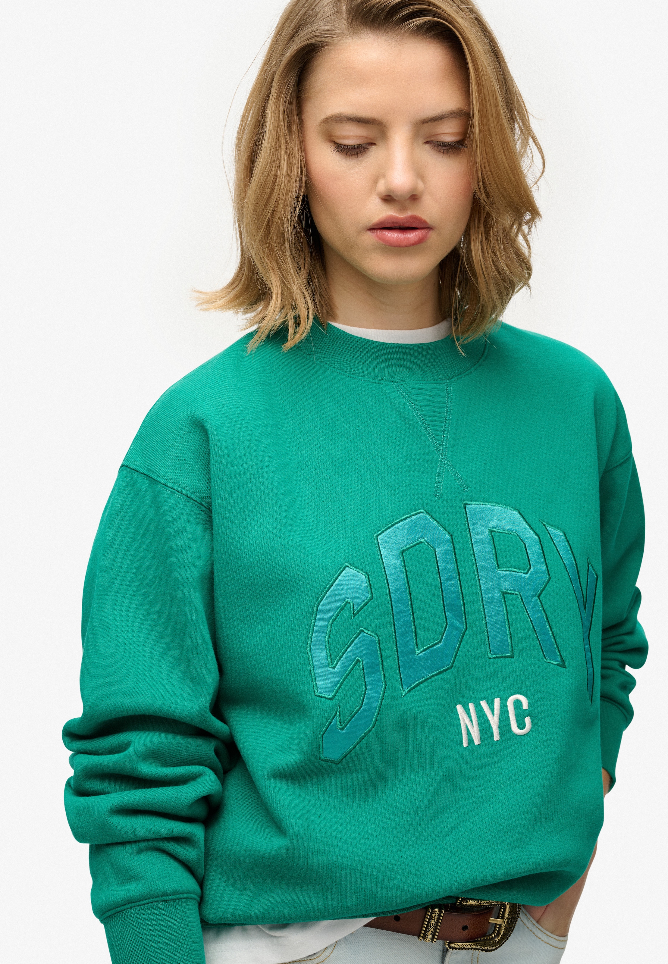 Superdry Sweatshirt »VARSITY SATIN APPLIQUE CREW«
