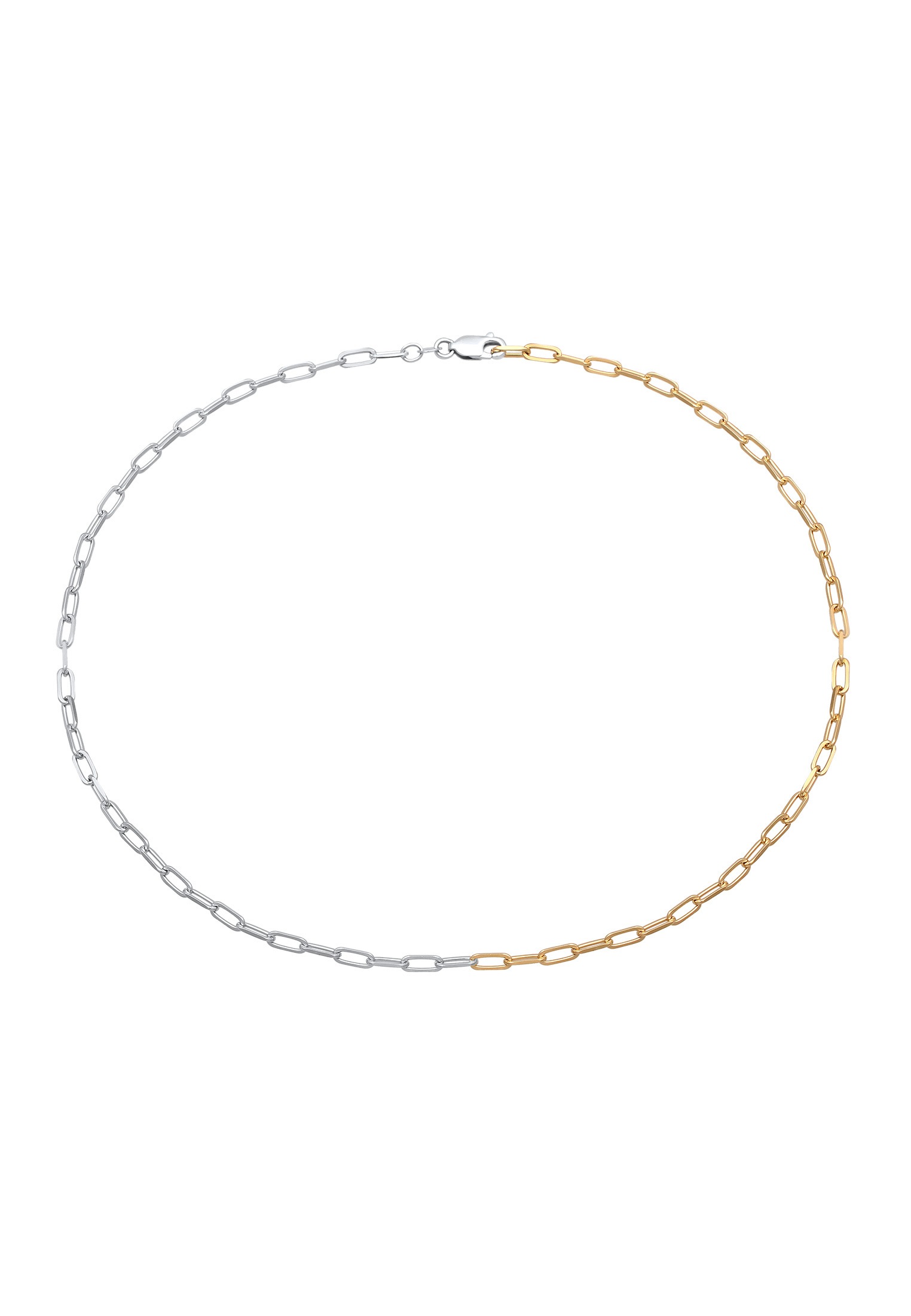 Elli Choker »Halskette Glieder Oval 925 Sterling Silber Bicolor«