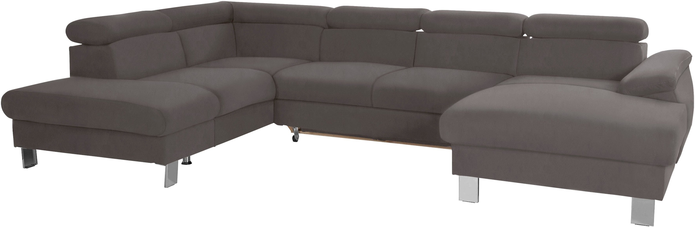 COTTA Polstergarnitur »Komaris U-Form, B: 320 bzw. 100 cm (Set: Wohnlandschaft & Hocker)« Set,  mit Kopfteilverstellung, optional Bettfunktion, Bettkasten & Licht