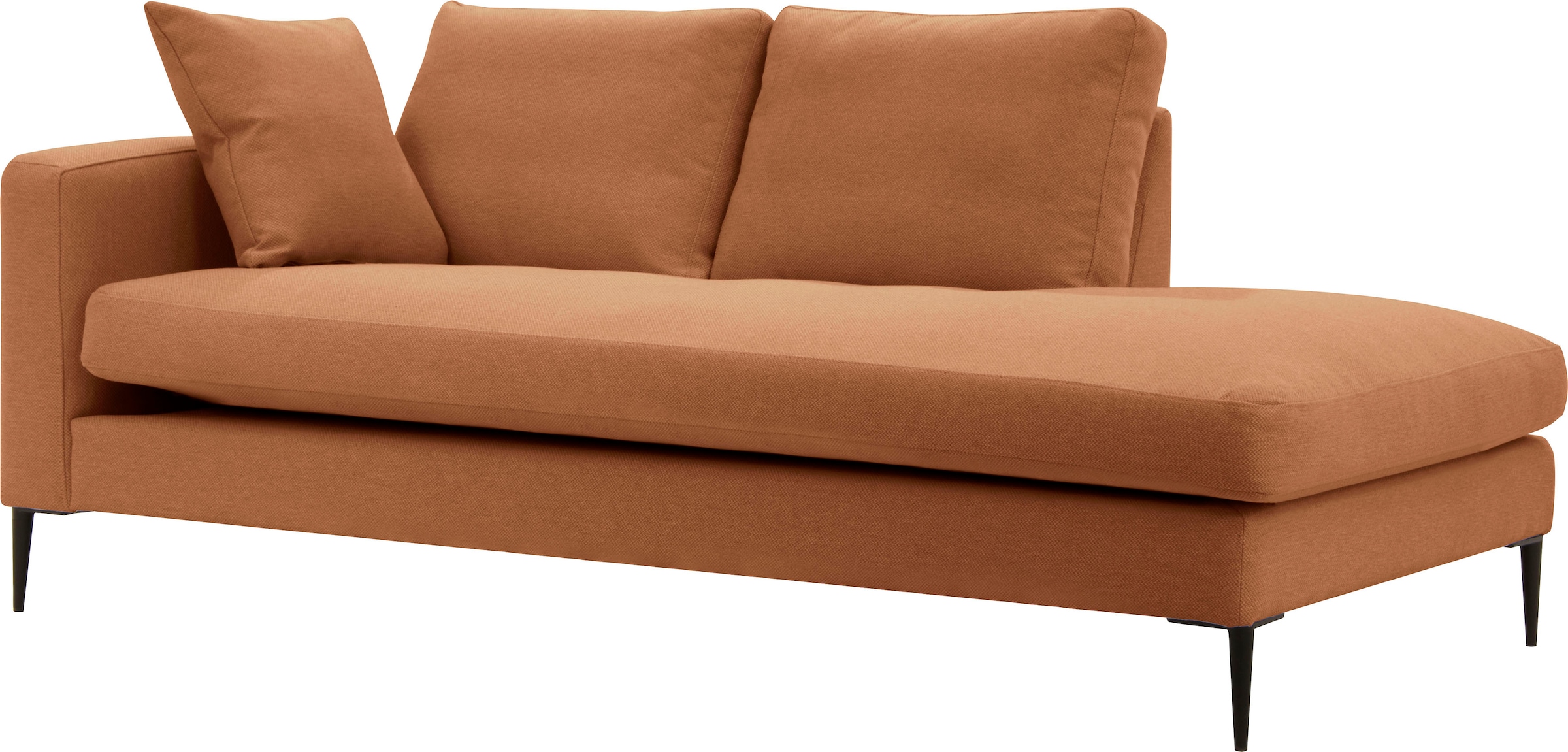 Leonique Recamiere »Cozy Chaiselongue, Maße B/T/H: 195/97/80 cm«, mit losen Kissen und Metallbeinen, Armlehne links oder rechts wählbar