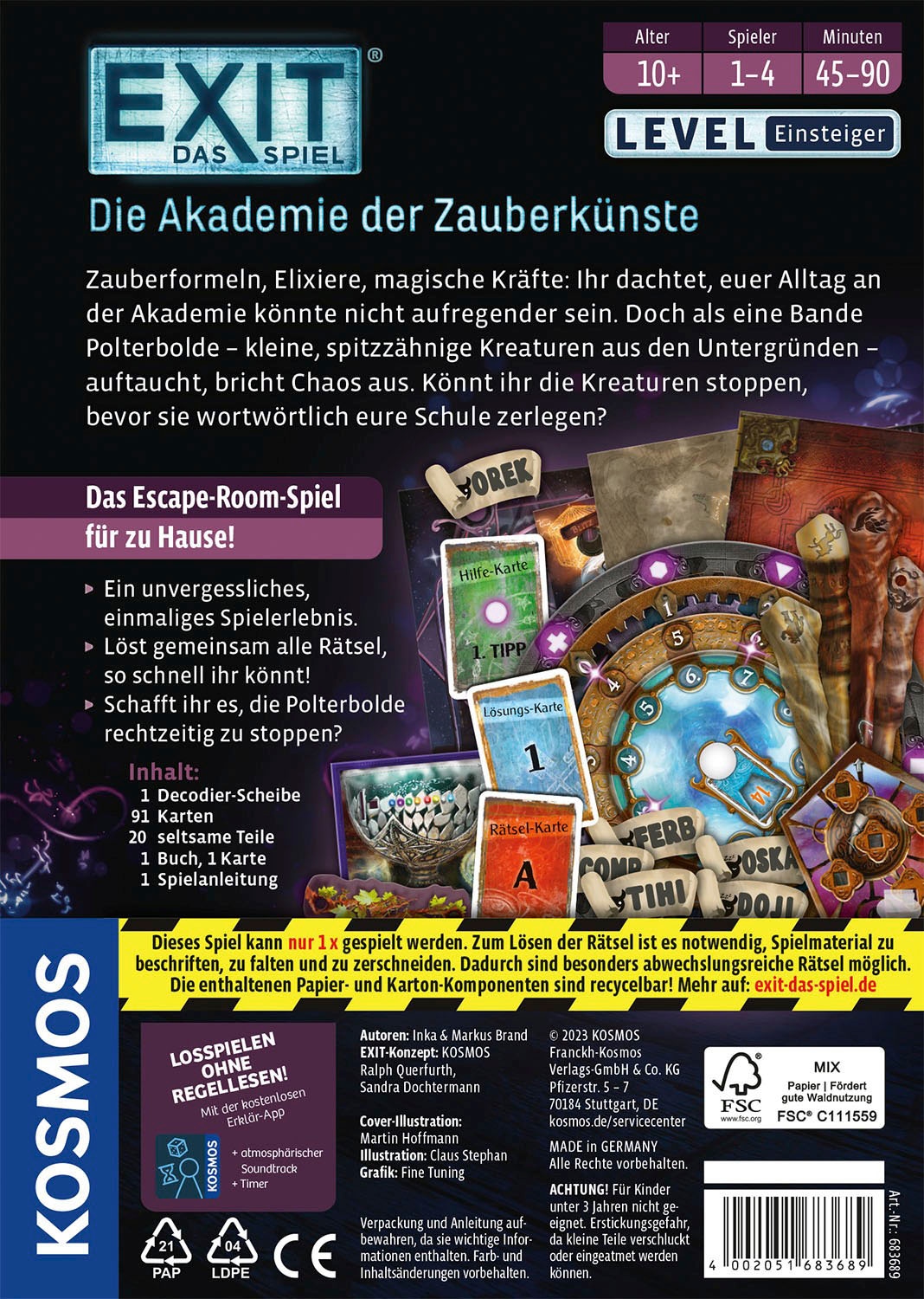 Kosmos Spiel »EXIT, Das Spiel: Die Akademie der Zauberkünste (E)«, Made in Germany