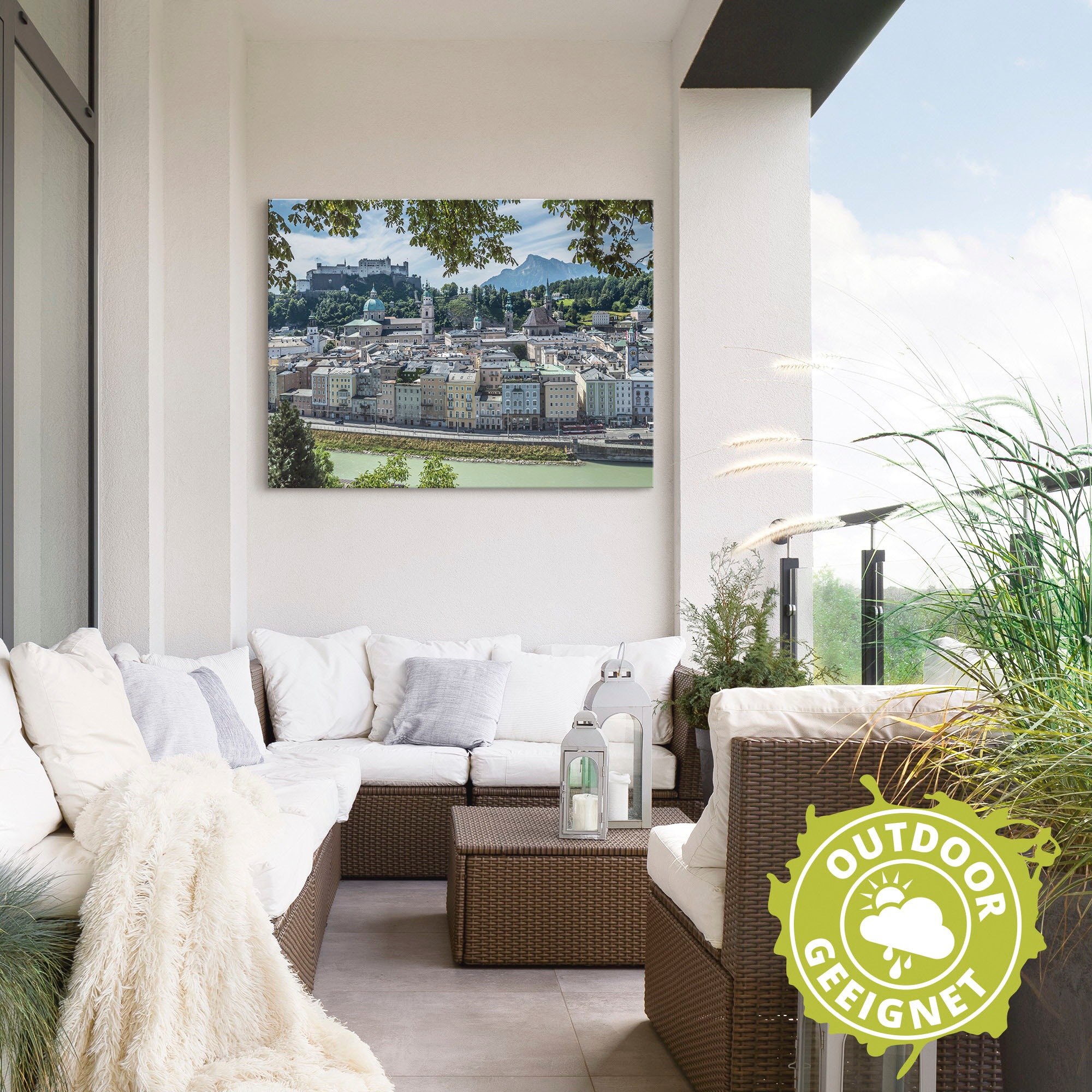 Artland Alu-Dibond-Druck »Salzburg Blick auf die Altstadt«, Österreich, (1 St.), für Innen- und Außenbereich geeignet, Outdoorbild