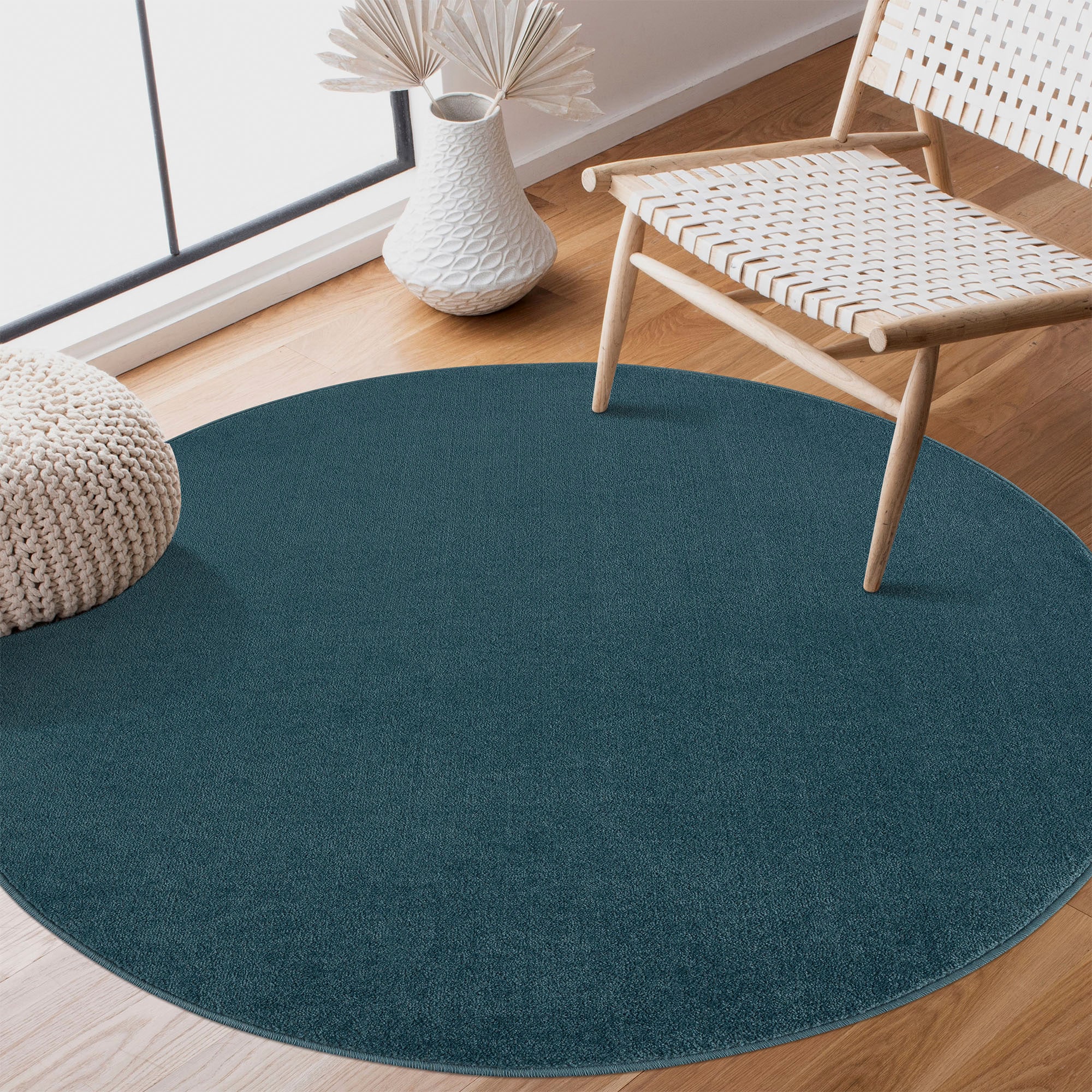 Sanat Teppich »Uni« rund 13 mm Höhe robuster Kurzflorteppich, große Farbauswahl, Wohnzimmer, alle Räume