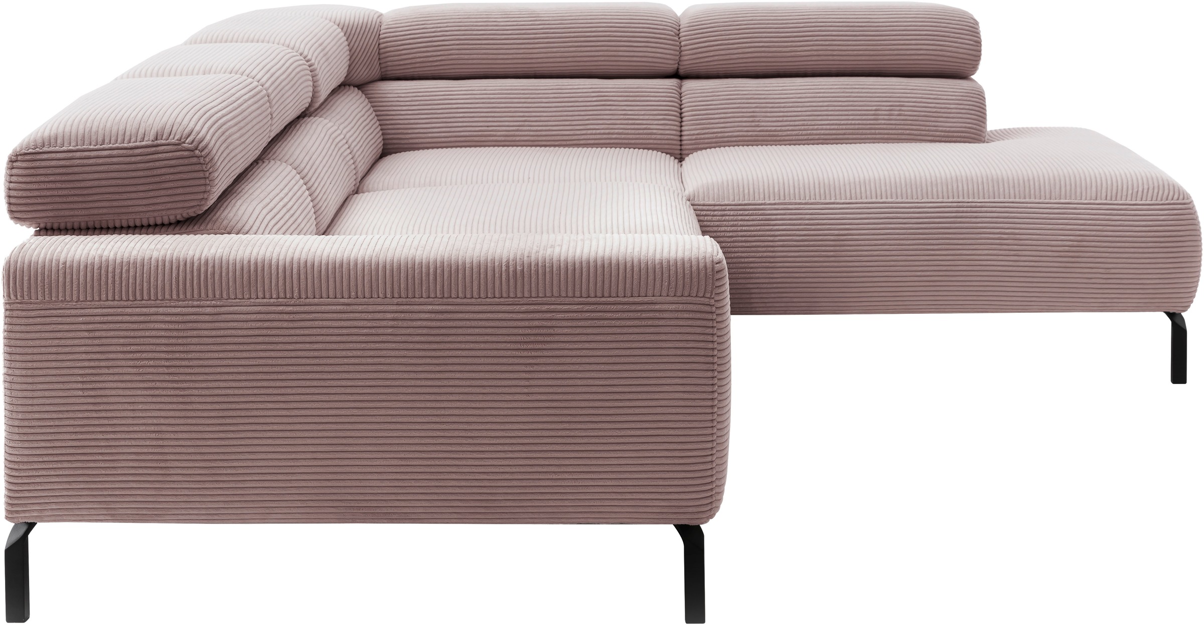 Home affaire Ecksofa »Antonelli, L-Form,  inkl. Kopfteilverstellung, Breite 276 cm« ohne Sitztiefenverstellung, in Cord, rosé