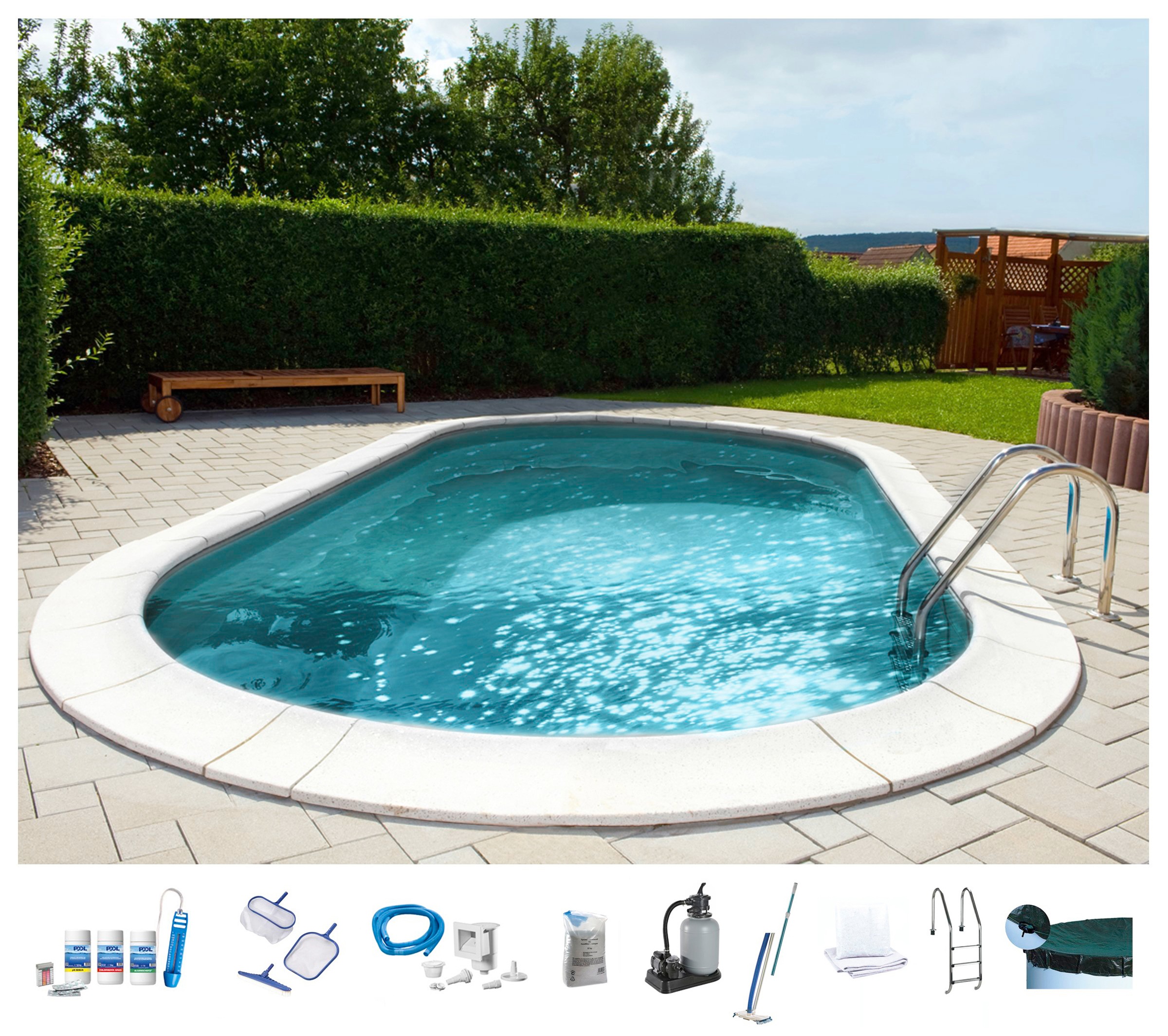 BWT MY POOL Ovalpool, (Set, 10 tlg.), BxLxH: 360x737x120 cm
