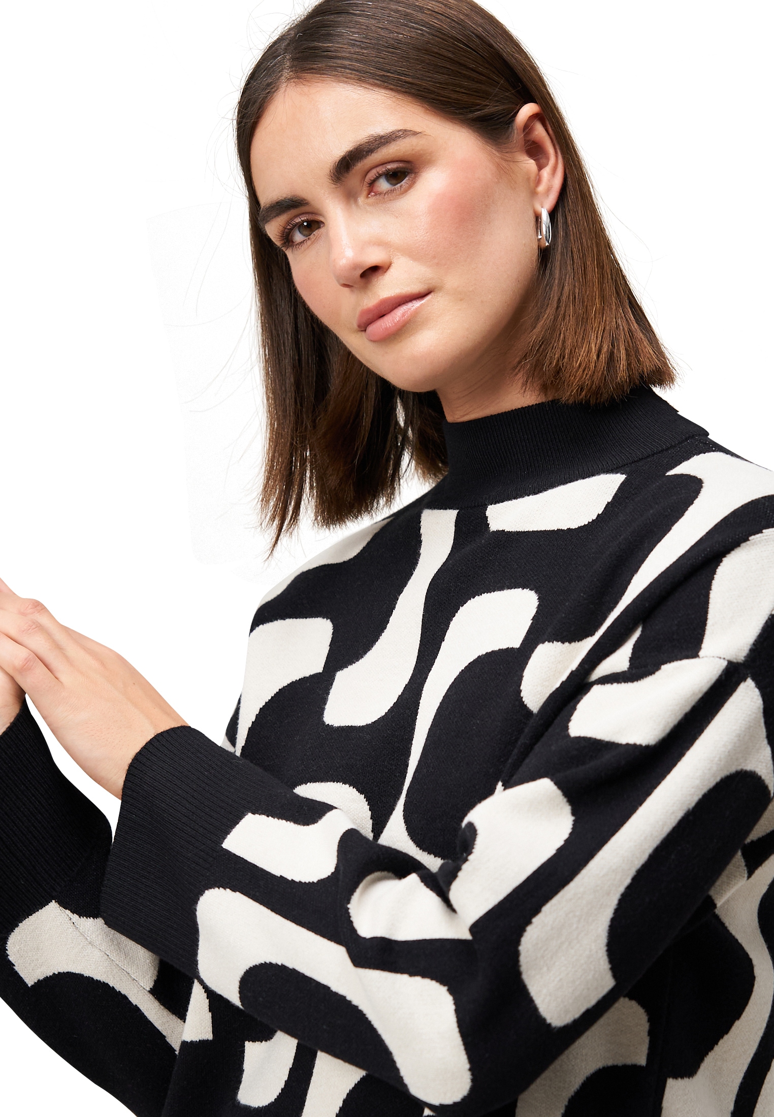 Zero Rundhalspullover »Pullover mit Strickmuster«