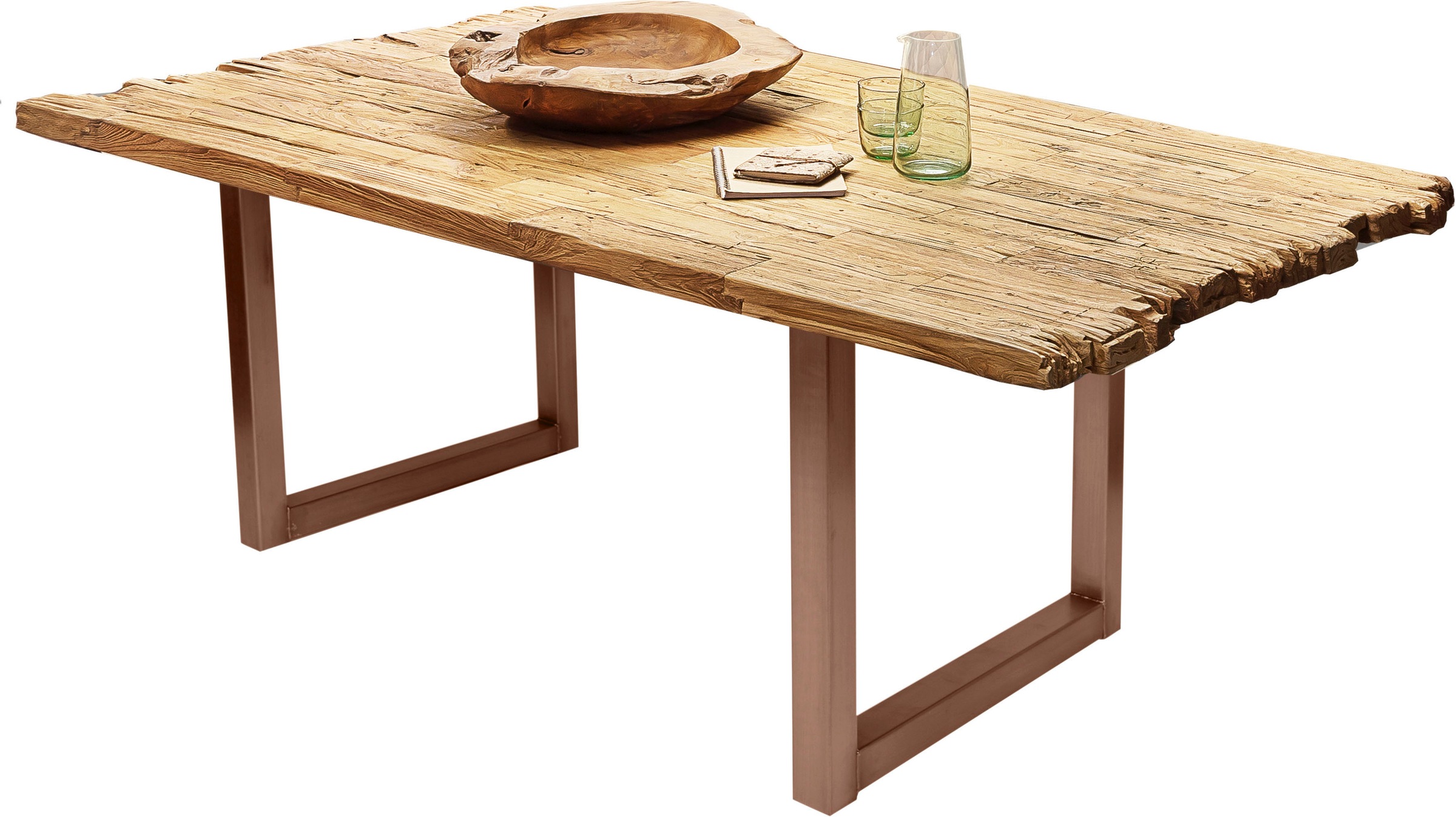 SIT Esstisch, Platte mit Bruchkante aus recyceltem Holz