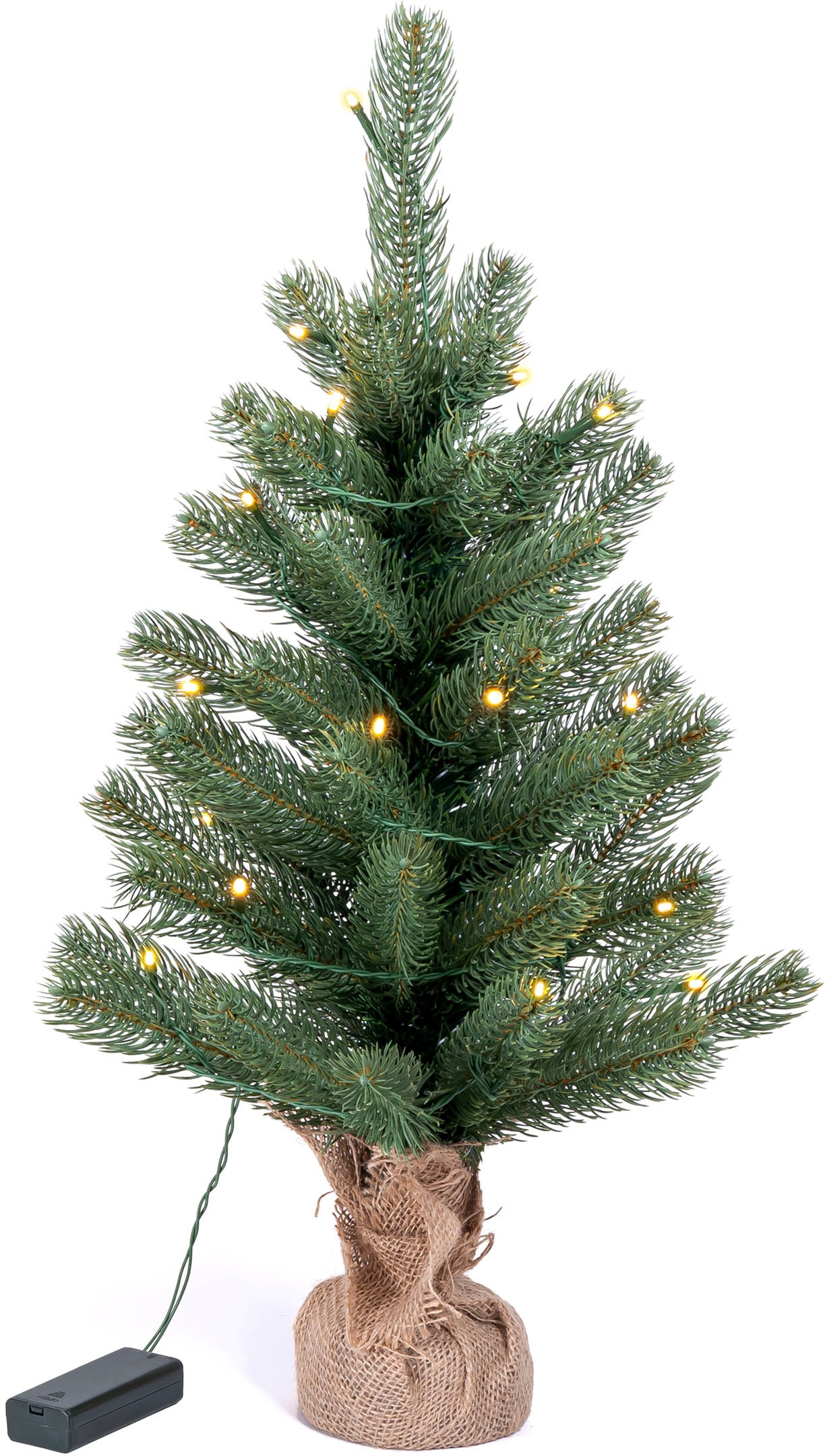 IC Winterworld Künstlicher Weihnachtsbaum Christbaum, bei künstlicher OTTO 60 cm«, Jutebeutel kaufen Betonfuß, ca. »LED-Tannenbaum, Nordmanntanne, den mit Weihnachtsdeko um Batteriebetrieb Höhe