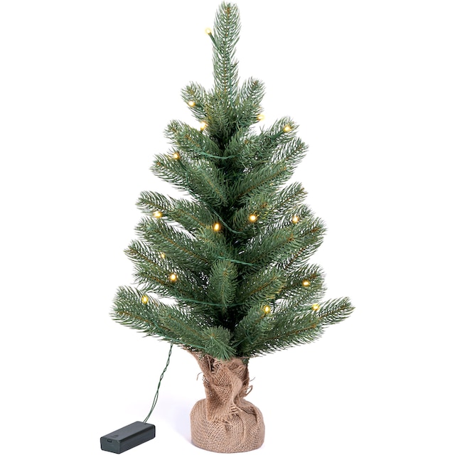 Betonfuß, Batteriebetrieb cm«, Nordmanntanne, IC »LED-Tannenbaum, Weihnachtsdeko ca. um Jutebeutel Höhe künstlicher kaufen mit den Christbaum, Weihnachtsbaum Künstlicher OTTO 60 Winterworld bei