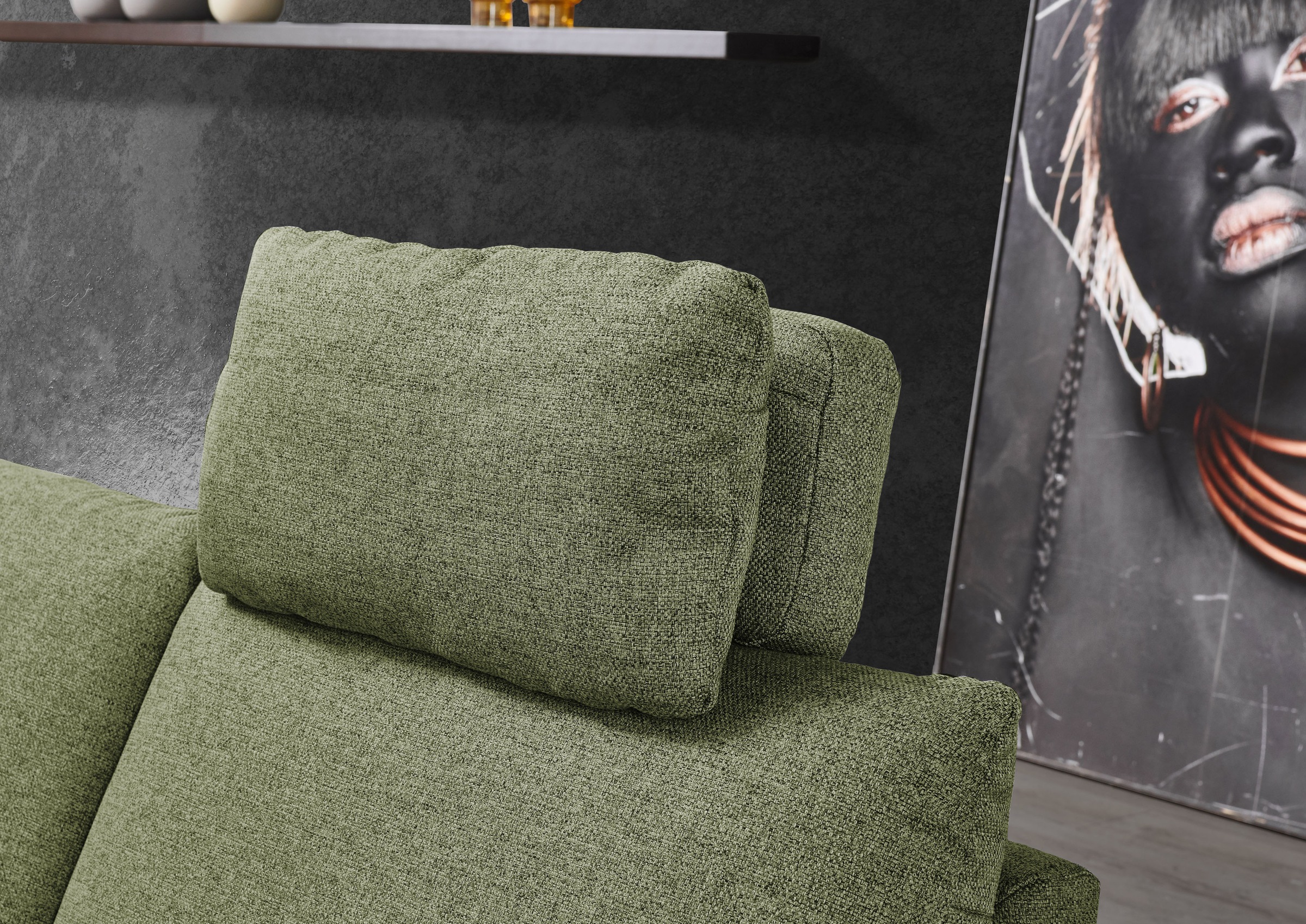 Places of Style Ecksofa »Sarsina: mit Tonnentaschen-Federkern, perfekt zum Entspannen L-Form«, inklusive 2 motorischen Relaxfunktionen mit Herz-Waage-Beschlag