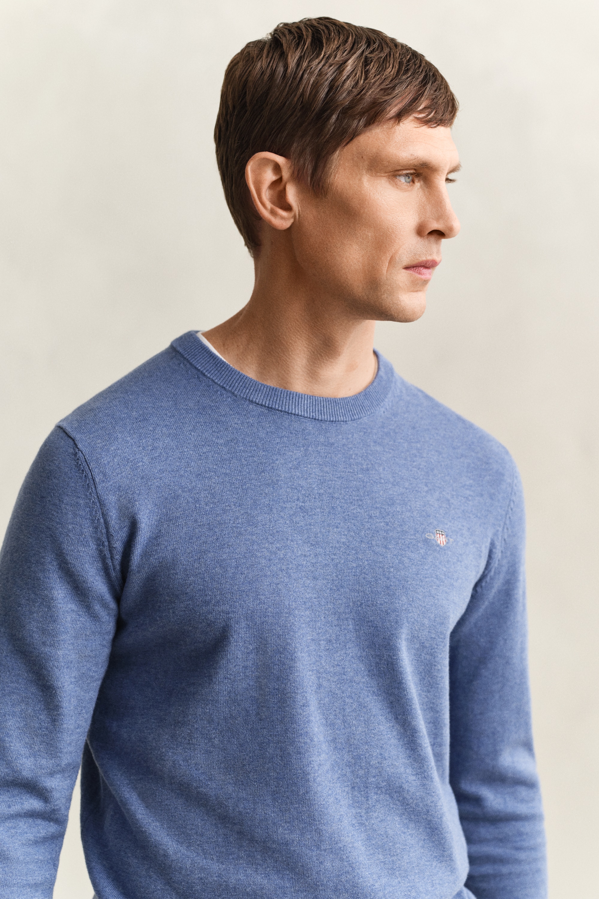 Gant Rundhalspullover »CLASSIC COTTON C-NECK« Premium Strickpullver aus weicher 100% Baumwolle, Übergangspullover