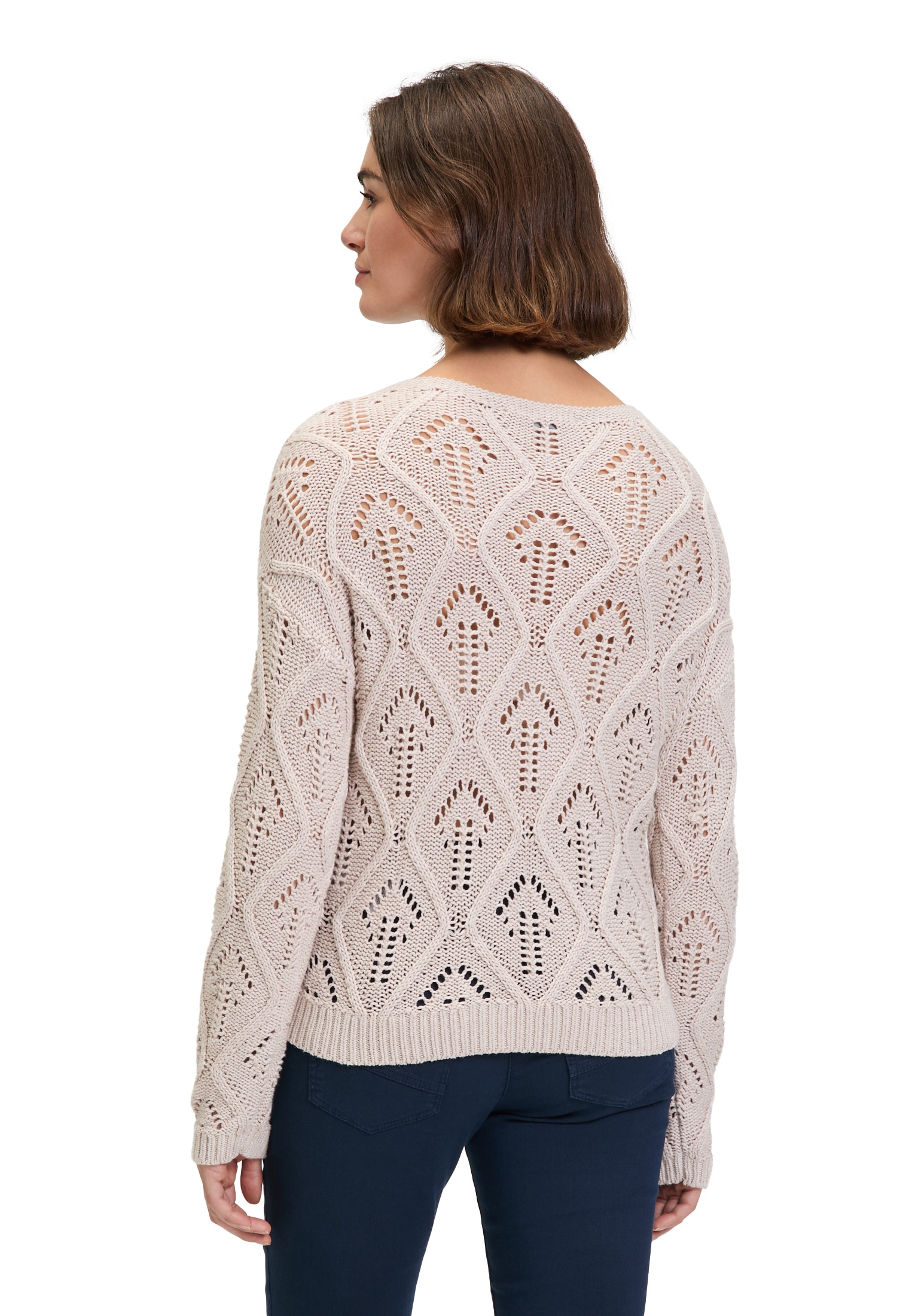 Betty&Co Rundhalspullover »Lochstrick-Pullover mit Strickdetails«