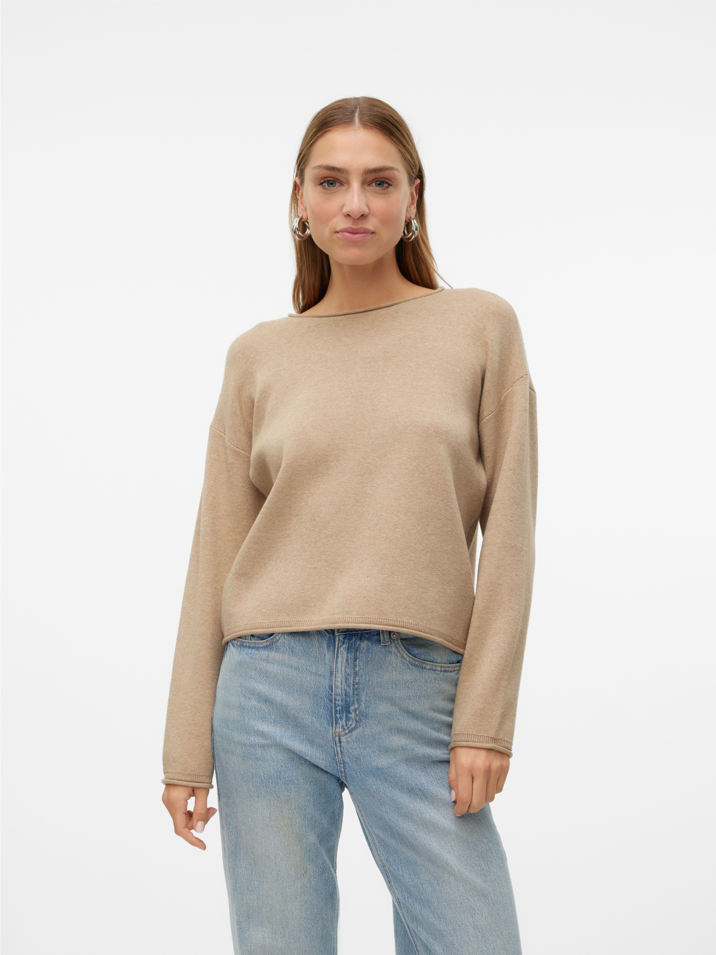 Vero Moda Strickpullover »VMGOLD ROLL LS O-NECK PULLOVER GA«