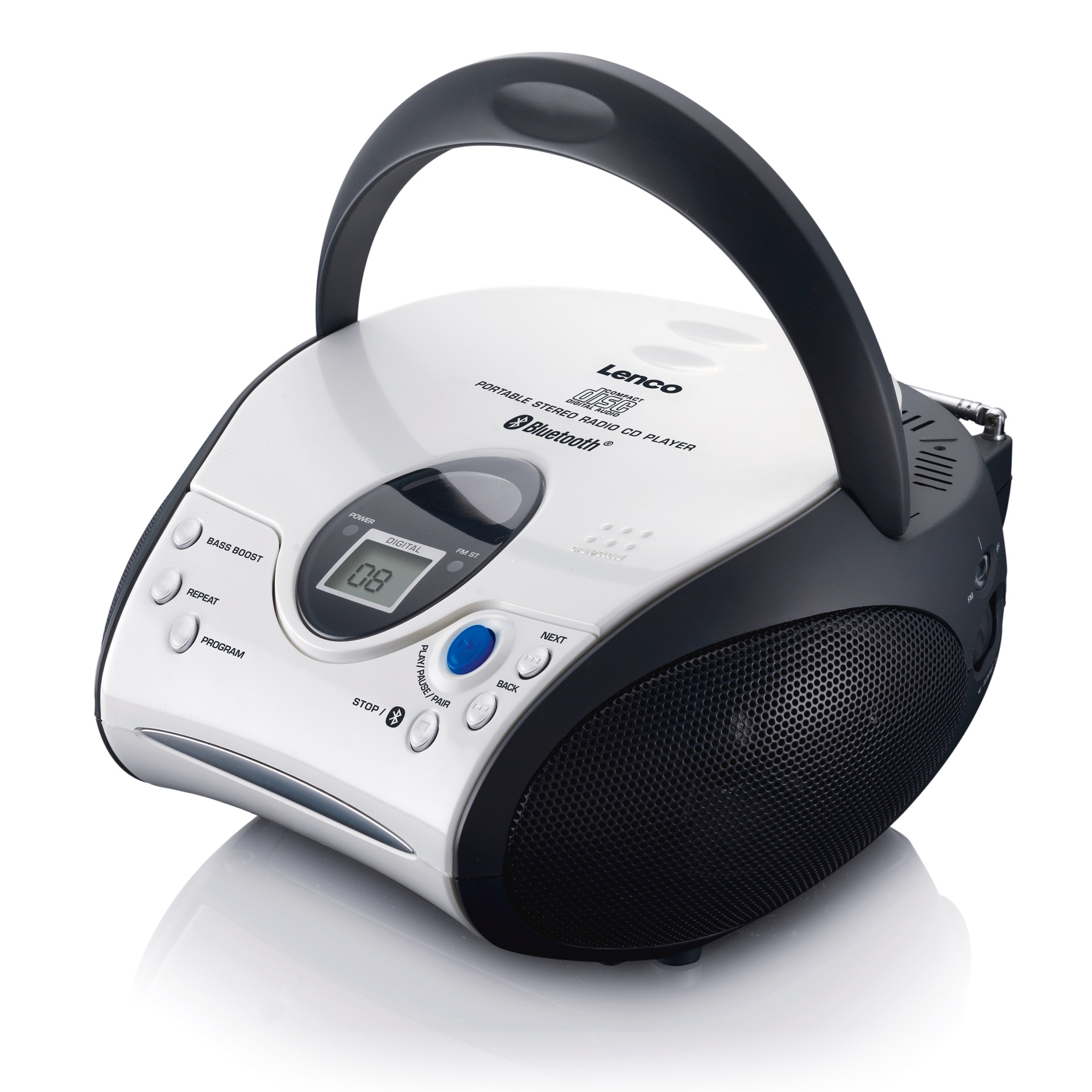 Lenco Radio »SCD-24BT WHBK - Tragbarer CD-Player«, (FM-Tuner)