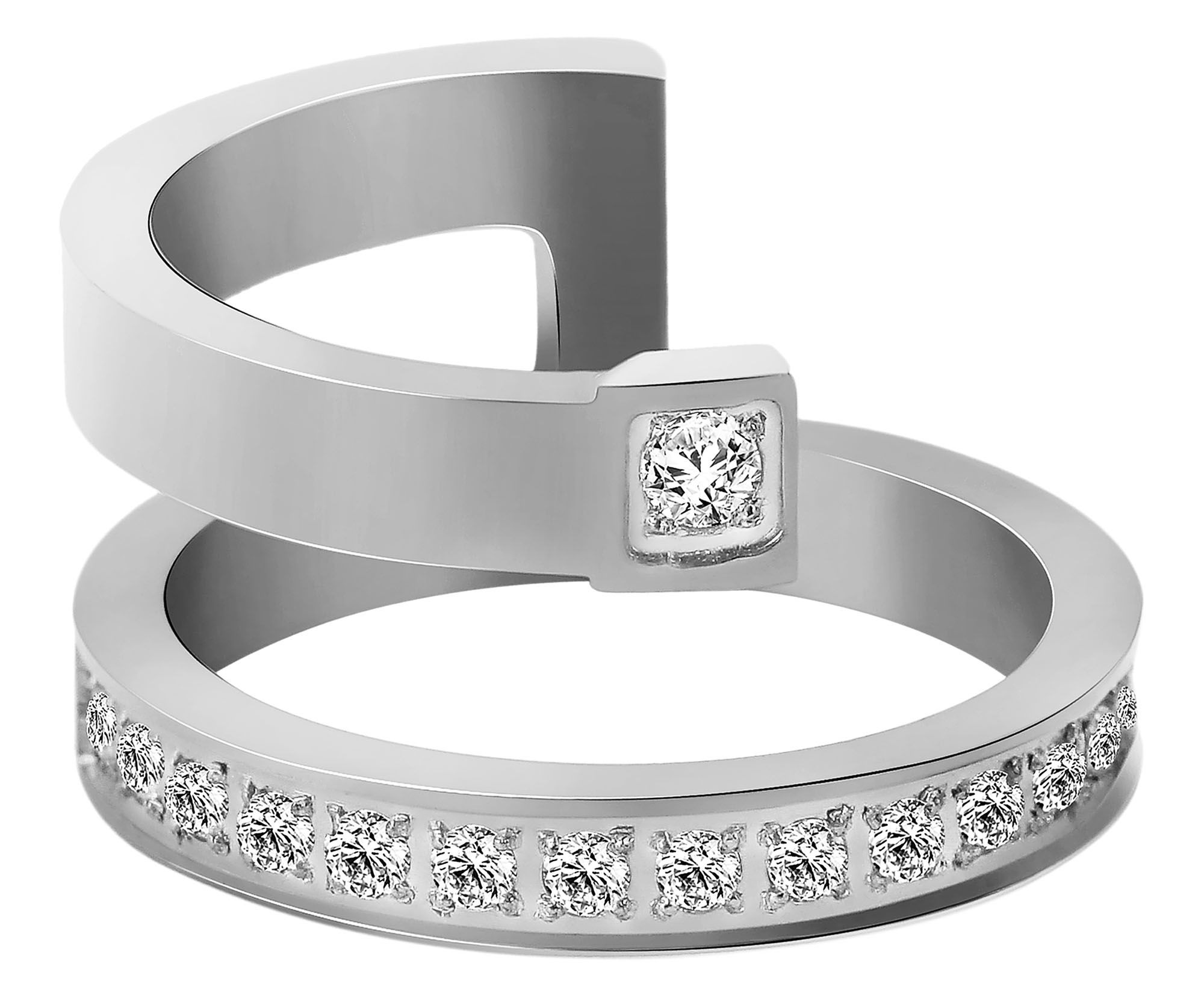 Adelia´s Fingerring »Damen Ring aus Edelstahl mit Strass Steinchen«