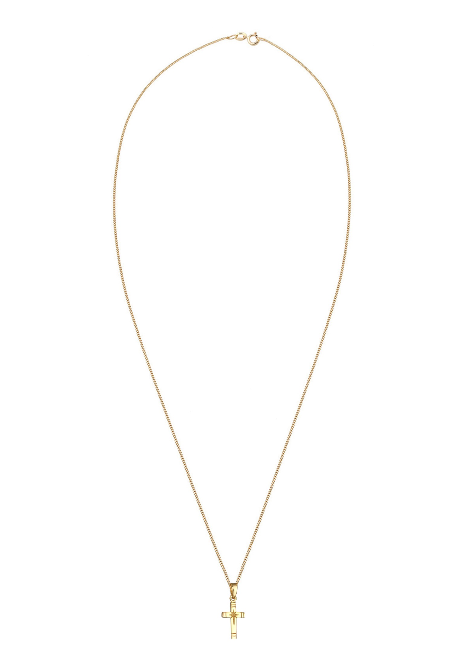 Elli Premium Kette mit Anhänger »Halskette Kreuz Anhänger 585 Gelbgold«