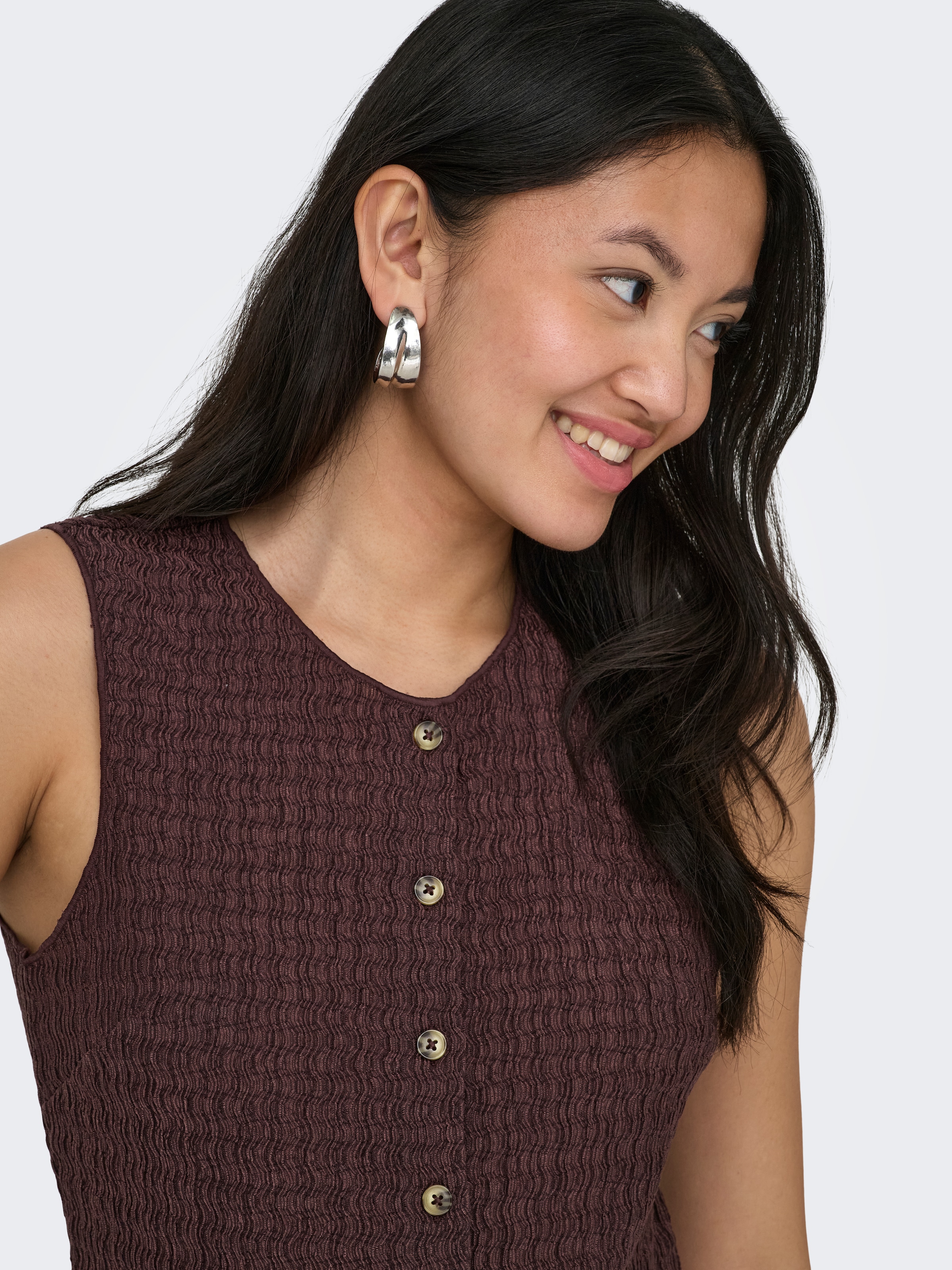 ONLY Jerseyweste »ONLILSE S/L STRUCTURE VEST JRS NOOS« Kunstfaser, Rundhalsausschnitt