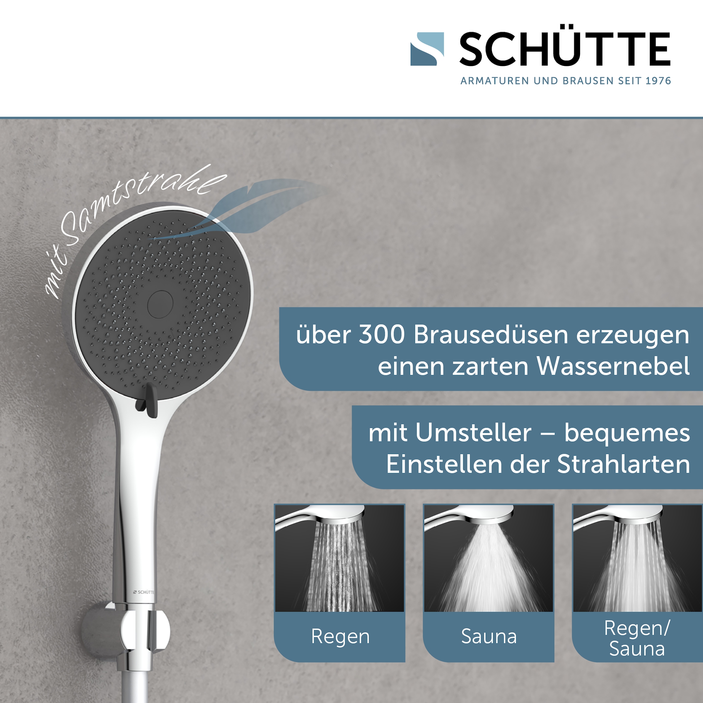 Schütte Handbrause »CAPRI«, Duschbrause, 3-fach verstellbar, Antikalk, wassersparend