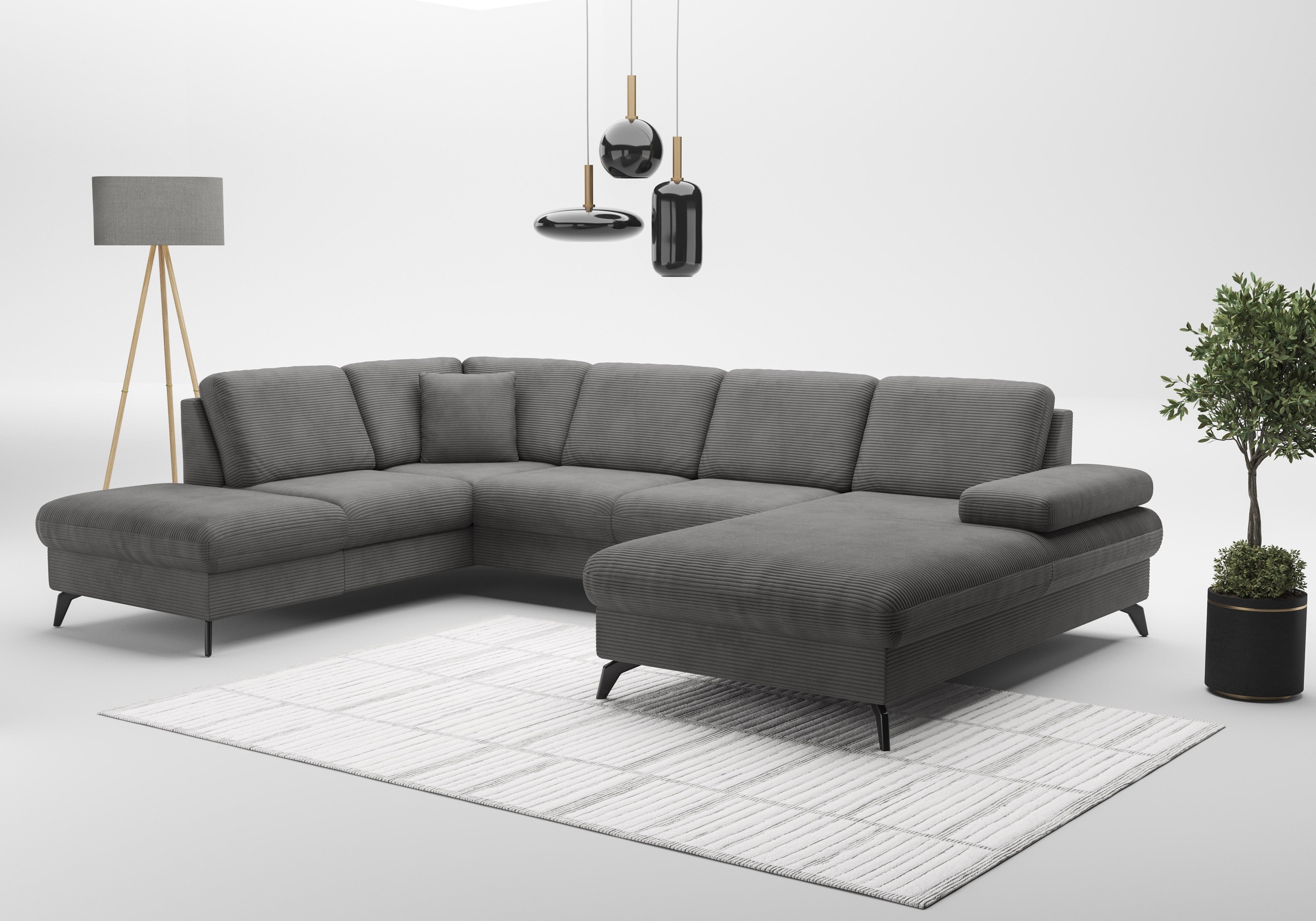 sit&more Wohnlandschaft »Morris Jubi U-Form«, inkl. Armteilfunktion und 1 Zierkissen, wahlweise mit Bettfunktion