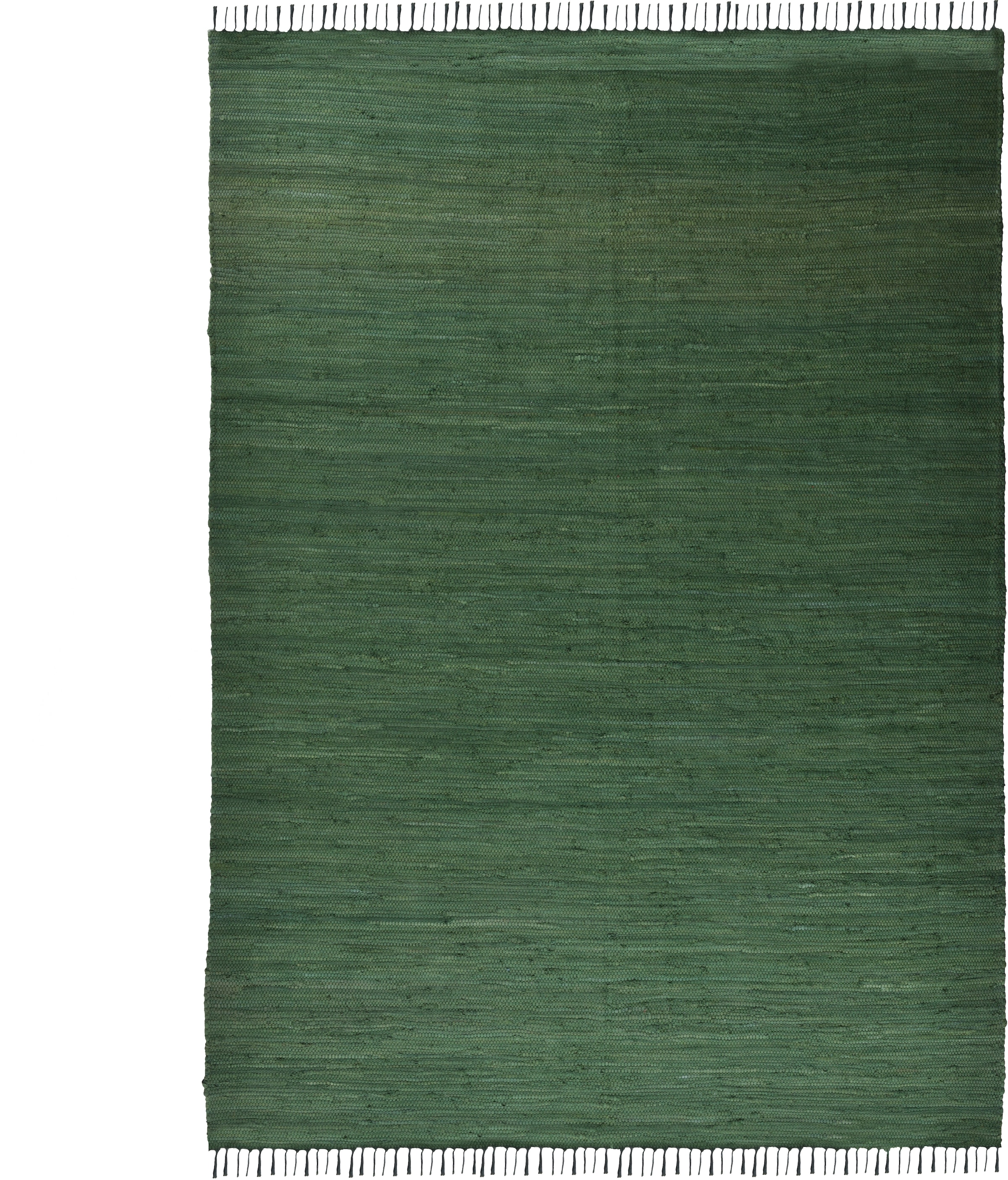 OTTO home Teppich »Cadis« rechteckig 5 mm Höhe Wendeteppich, mit Fransen, Uni Farben, handgewebt, reine Baumwolle