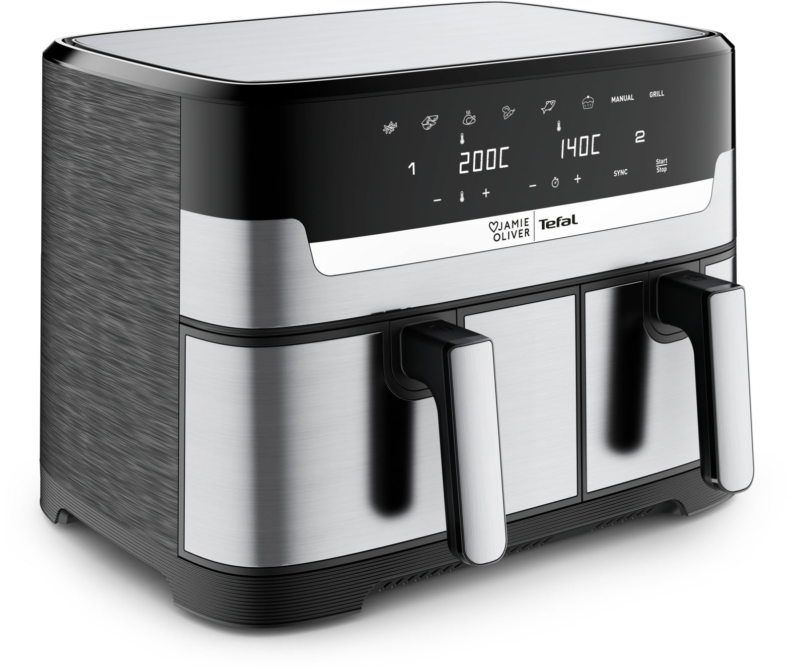 Tefal Heißluftfritteuse »Jamie Oliver by EY90JDE Dual Easy Fry & Grill« 2700 W Heissluftfritteuse Doppelkammer, 8 automatische Programme, EY90JDE...