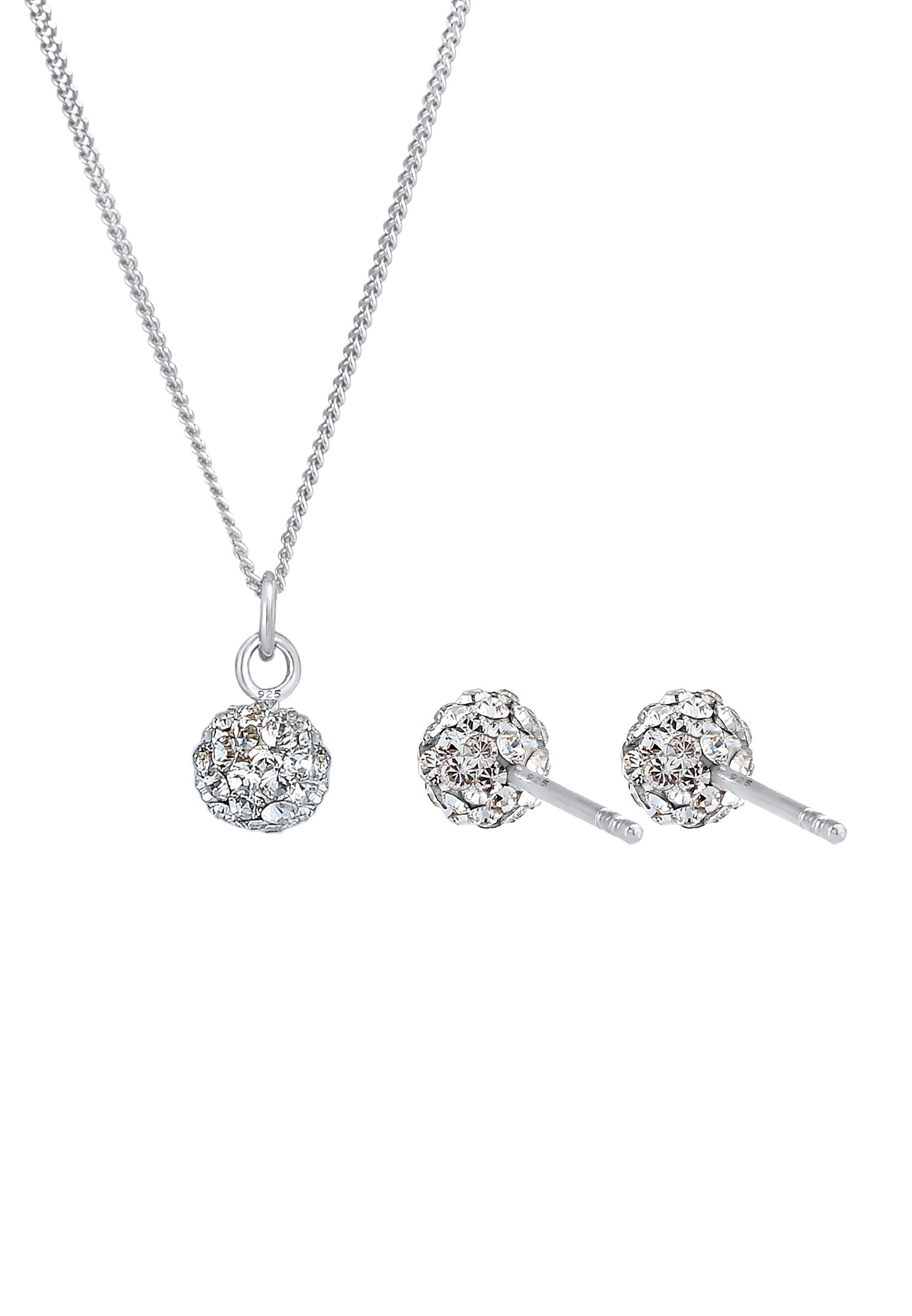 Elli Ohrring und Ketten Set »Schmuckset Kugel Elegant 925 Silber, mit Kristallen von Swarovski®«