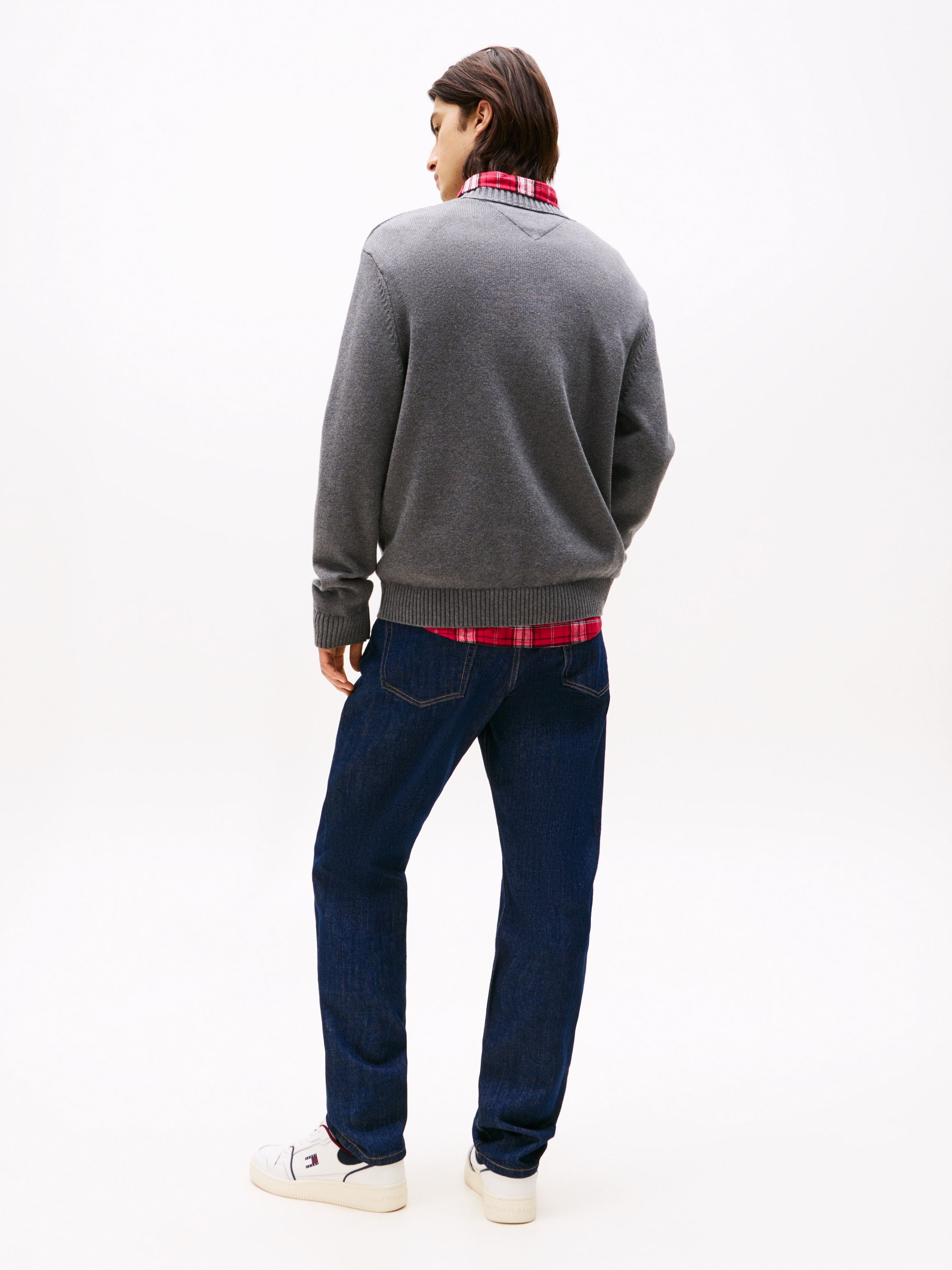 Tommy Jeans Strickpullover »TJM MELANGE FLAG SWEATER«, Regular Fit, Rundhals Retro Flag Classic