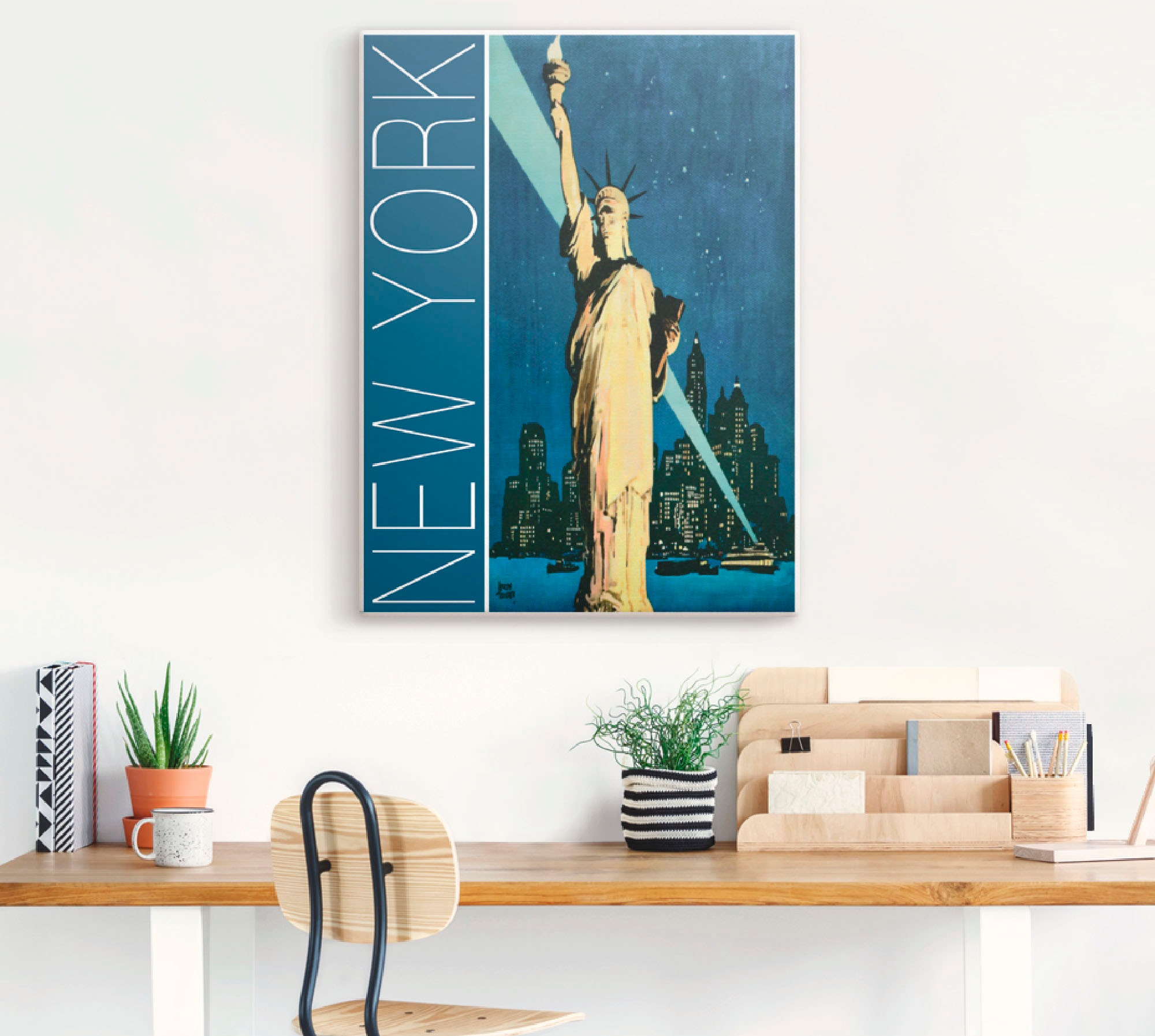 Artland Leinwandbild »New York Vintage Reiseplakat«, Amerika, (1 St.), auf Keilrahmen gespannt