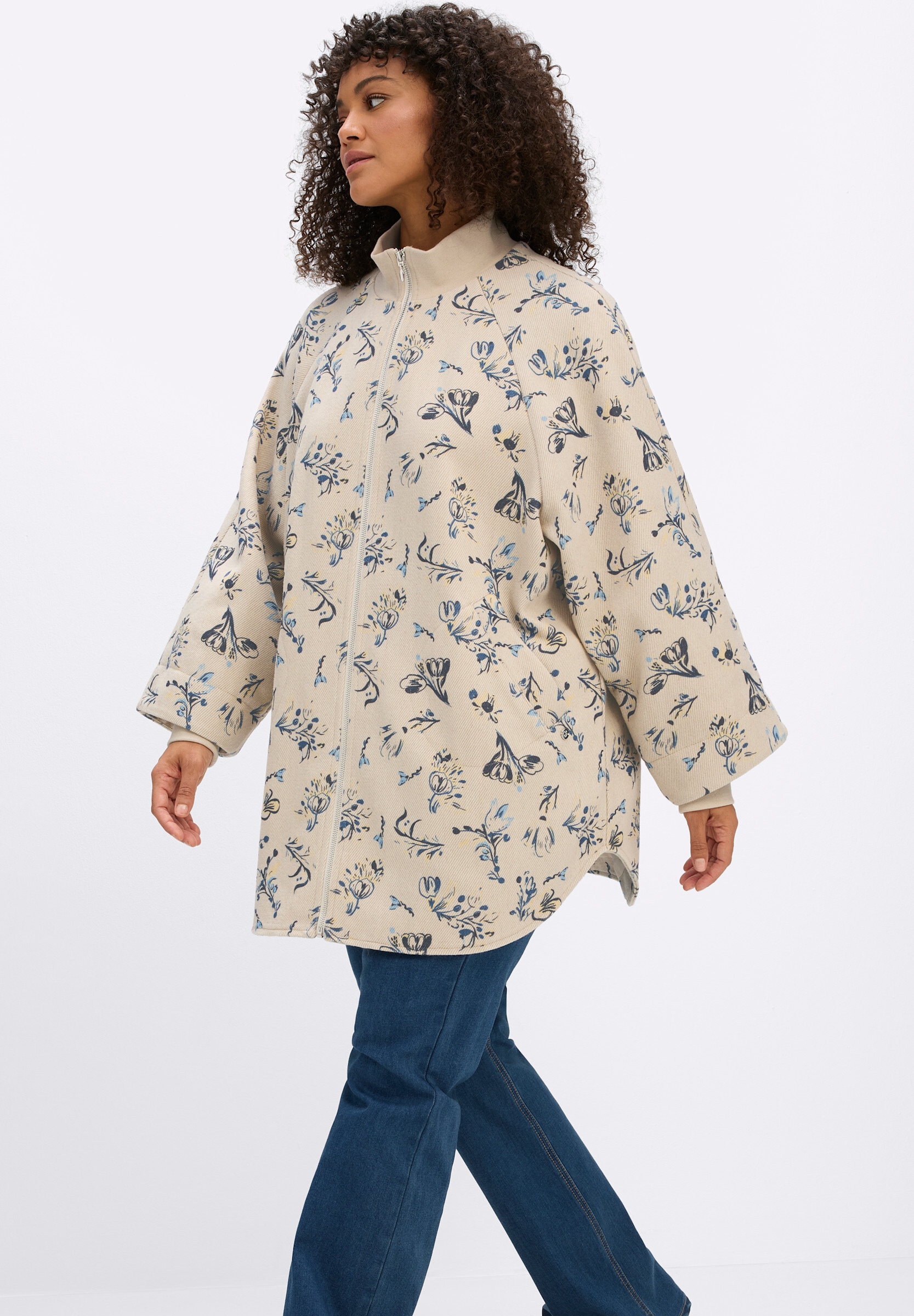 Sheego Cape »Cape Cape mit Blütenprint und Rippbündchen« keine Angabe