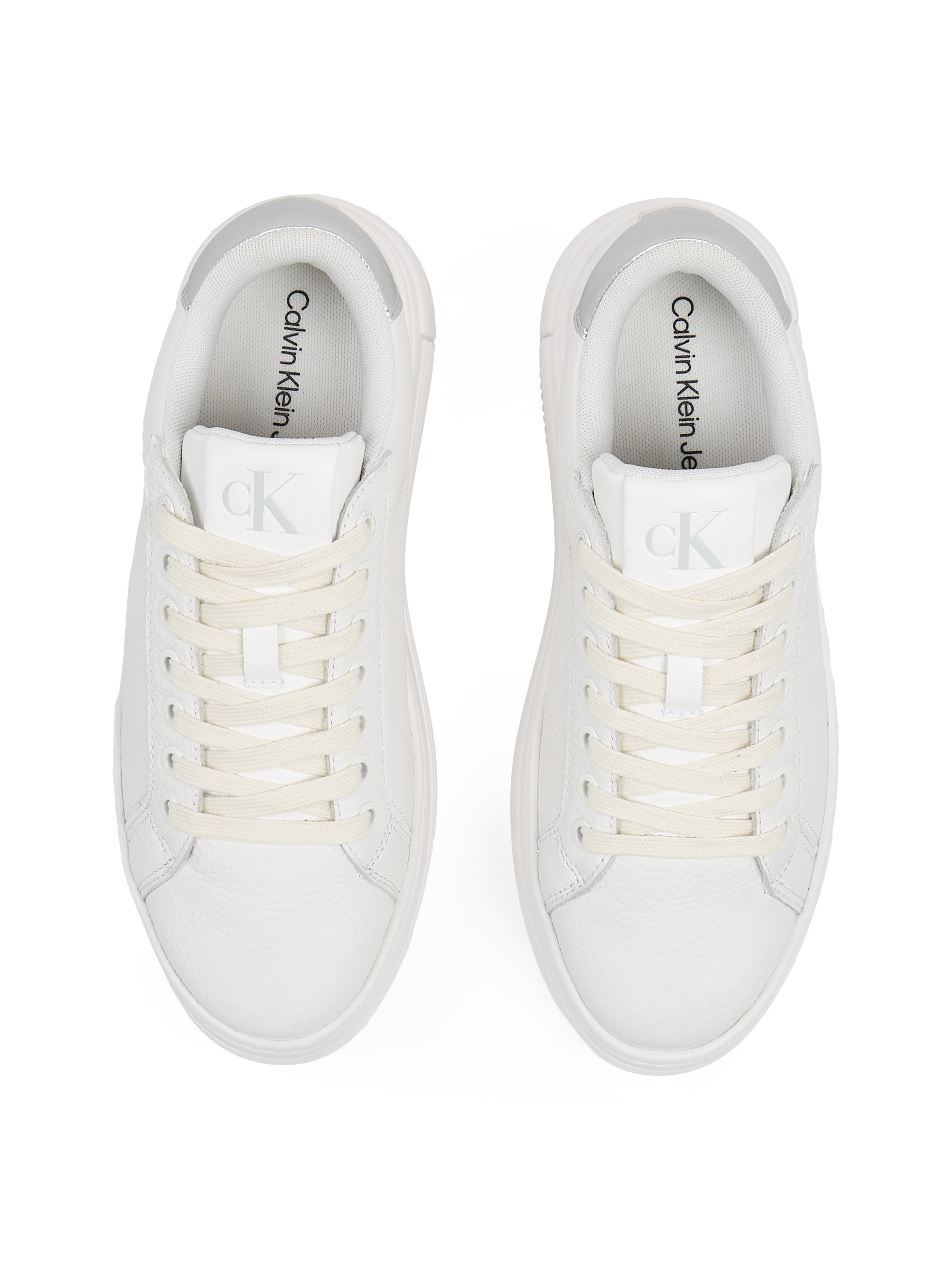 Calvin Klein Jeans Plateausneaker »BOLD FLATF LOW MIX OHB«, Schnürschuh, Halbschuh, Freizeitschuh mit Fersen-Kontrast