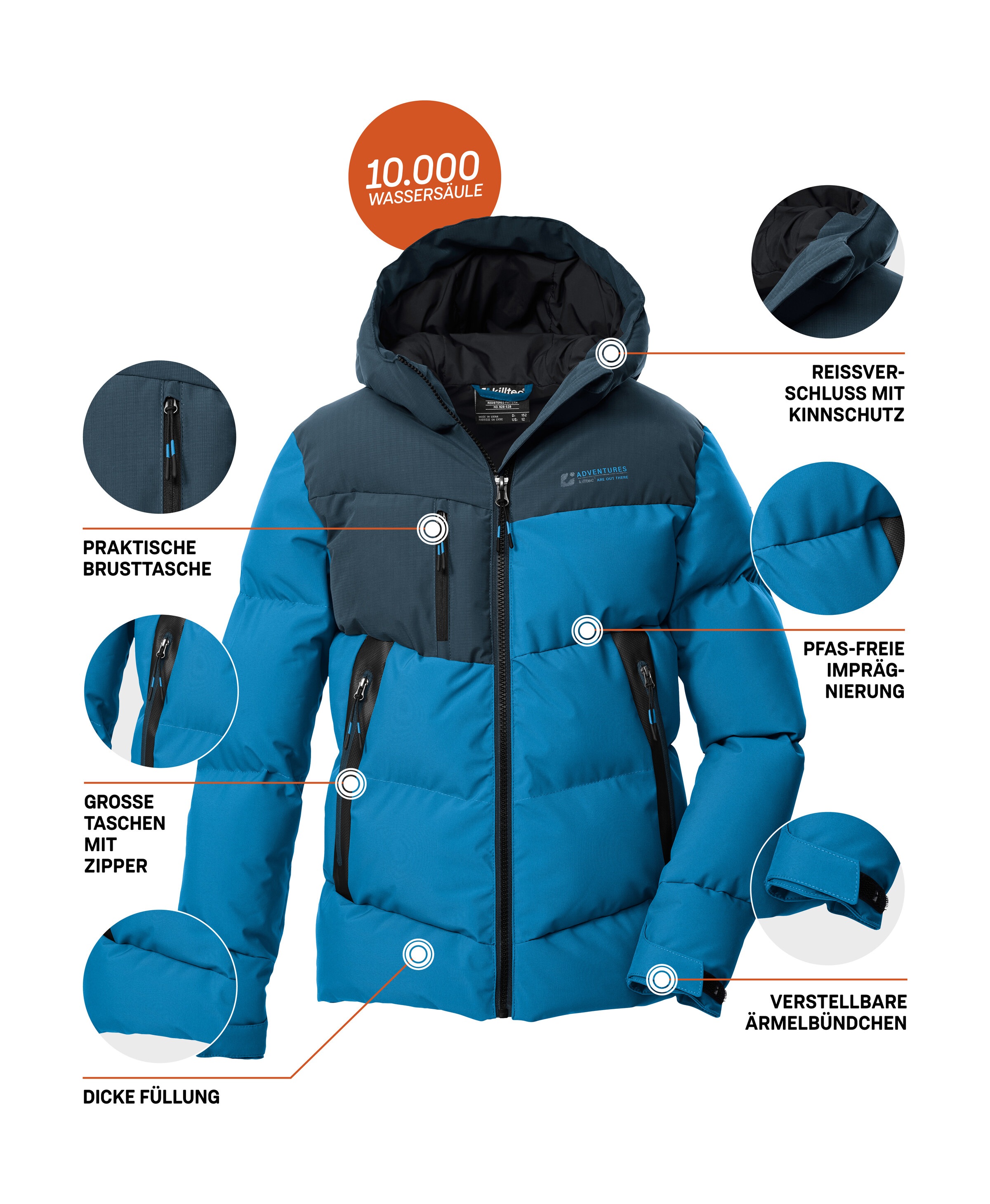 Killtec Steppjacke »KOW 230 BYS QLTD JCKT«, Winddichte, wasserabweisende Kinderjacke mit verstellbaren Bündchen