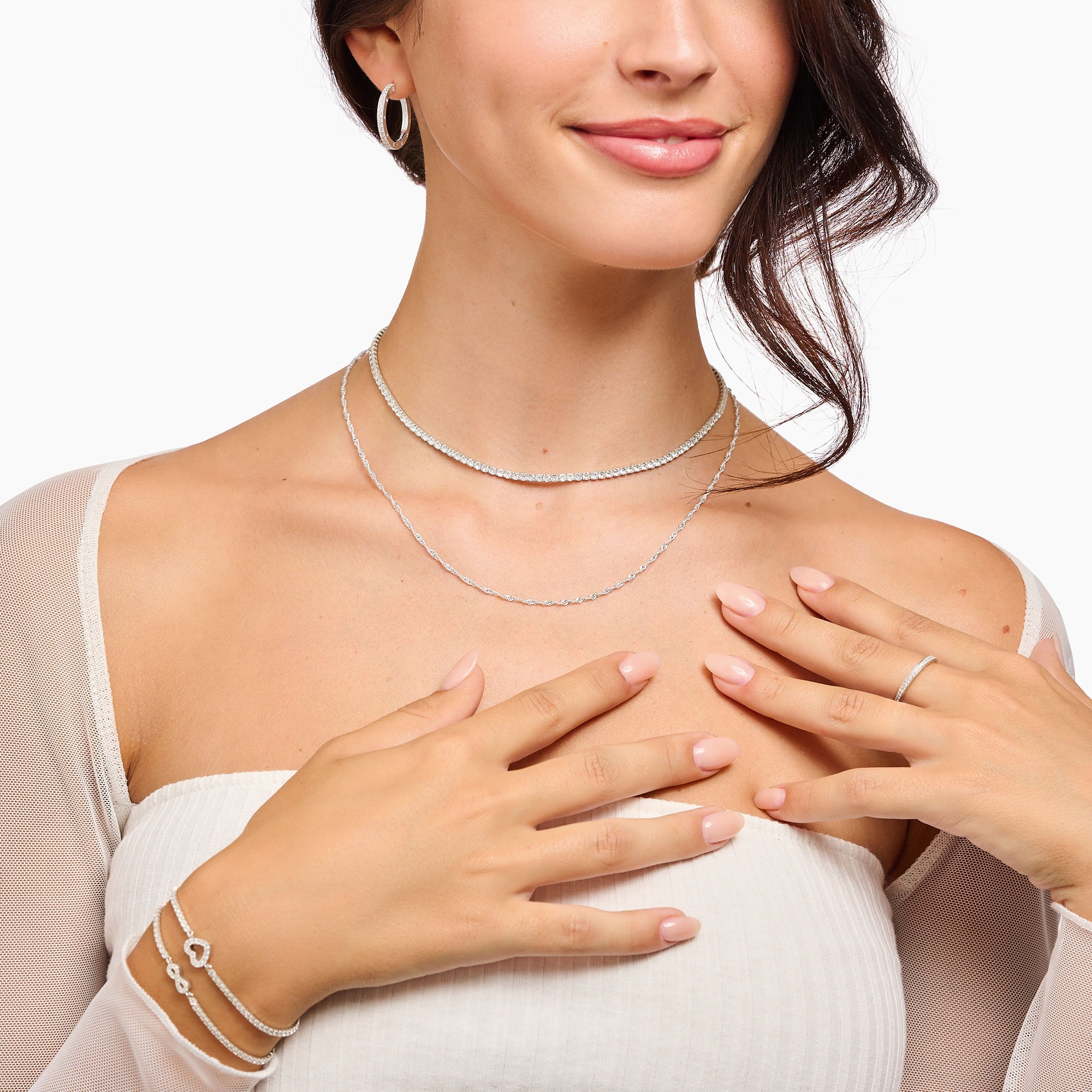 THOMAS SABO Kette ohne Anhänger »Kette in Tenniskettengliederung mit Steinen, KE2303-051-14-L42v,L55v«, mit Zirkonia (synth.)