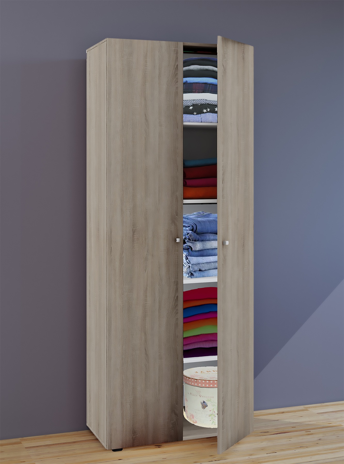 VCM Kleiderschrank »VCM Holz Kleiderschrank | 5 Fächer | Maße ca. B. 70 x H. 178 x T. 40 cm | 2 Drehtüren | erweiterbar | Schrank - Vandol«, (1 St.)