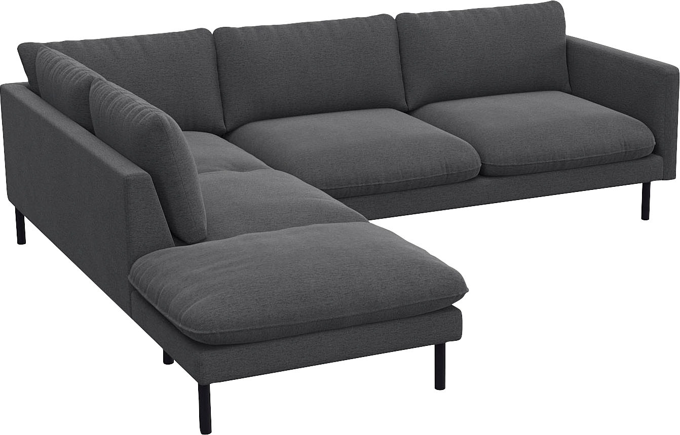 FLEXLUX Ecksofa »Bolzano Designsofa, bequem durch Kaltschaum im Sitz, L-Form«, lose Sitz -& Rückenkissen, hohe Füße