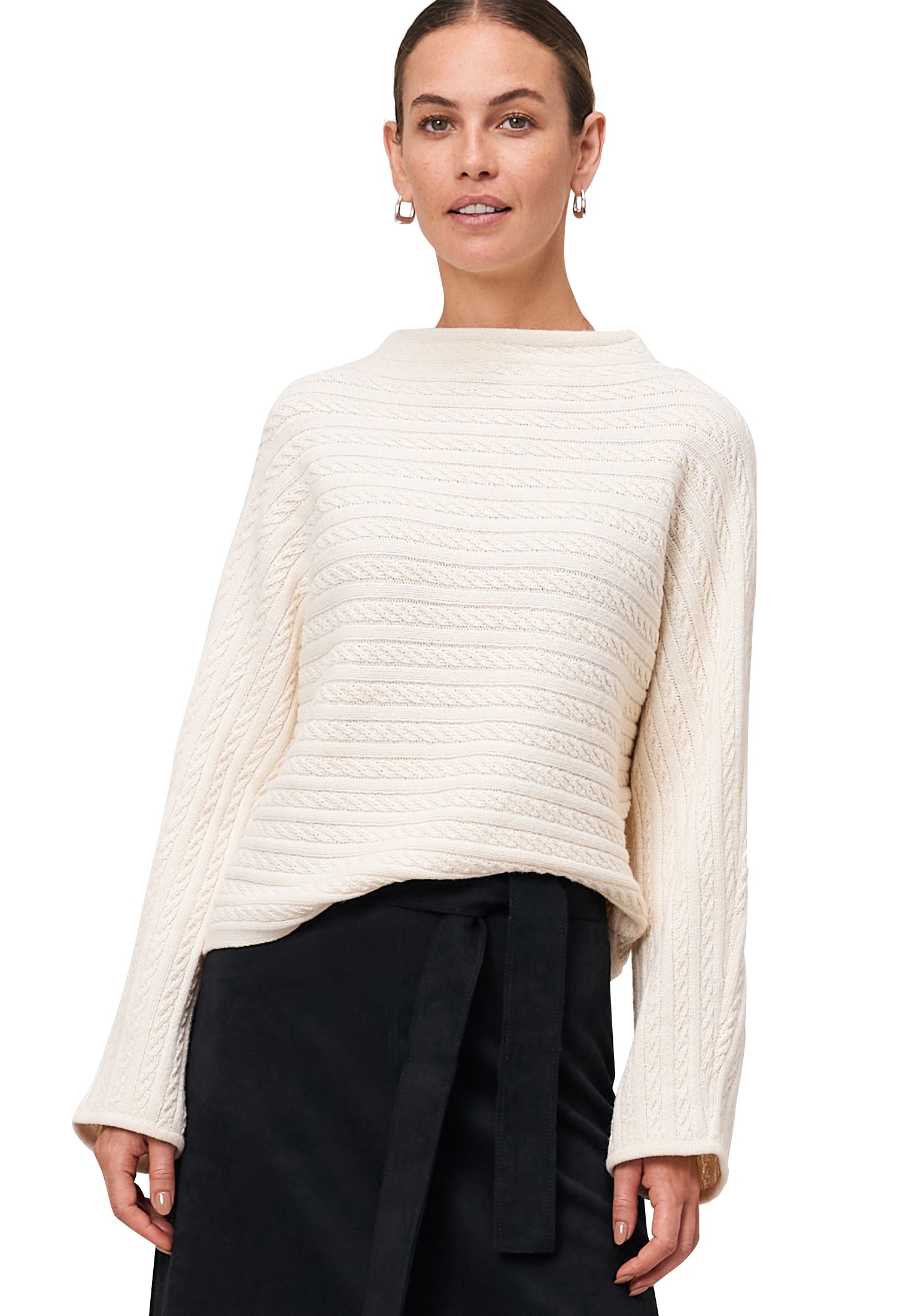 Zero Rundhalspullover »Pullover mit Zopfmuster«