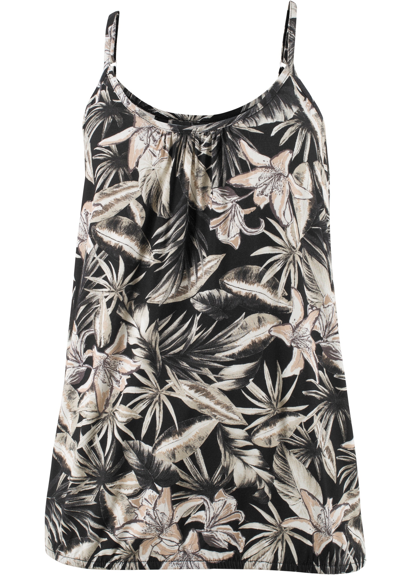bonprix Shirttop 1 tlg. locker geschnitten, schmale Träger, Blumendruck, ärmellos