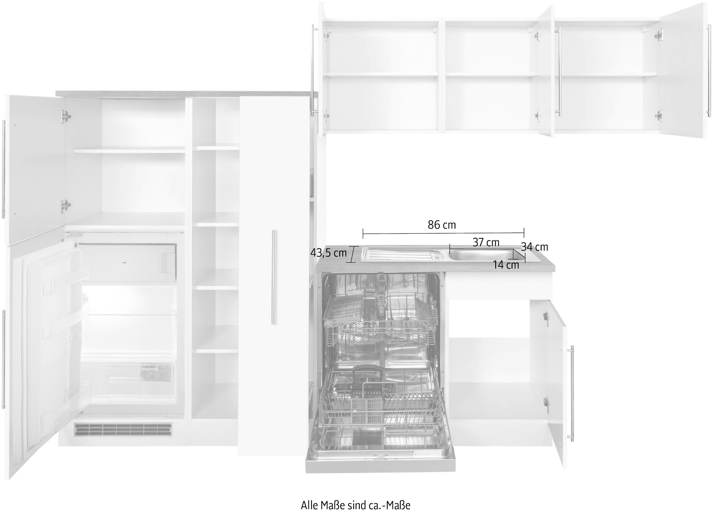 HELD MÖBEL Winkelküche »Samos«, mit E-Geräten, Stellbreite 290/170 cm bei  OTTO