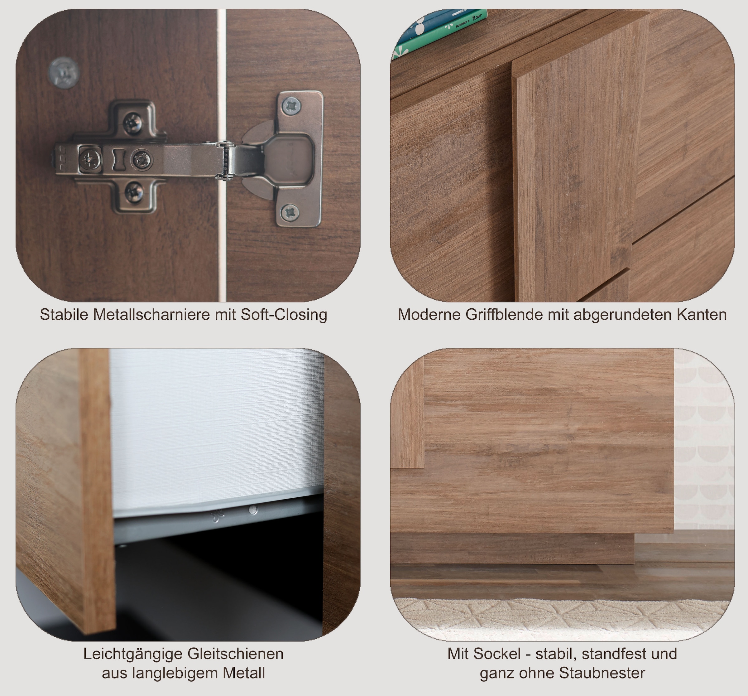 INOSIGN Lowboard »Jupiter, Breite 181 cm, TV-Board 3 Türen - Soft Closing, TV-Schrank,«, Medienkommode, moderne Griffblende, FSC®, cleveres Stauraumkonzept
