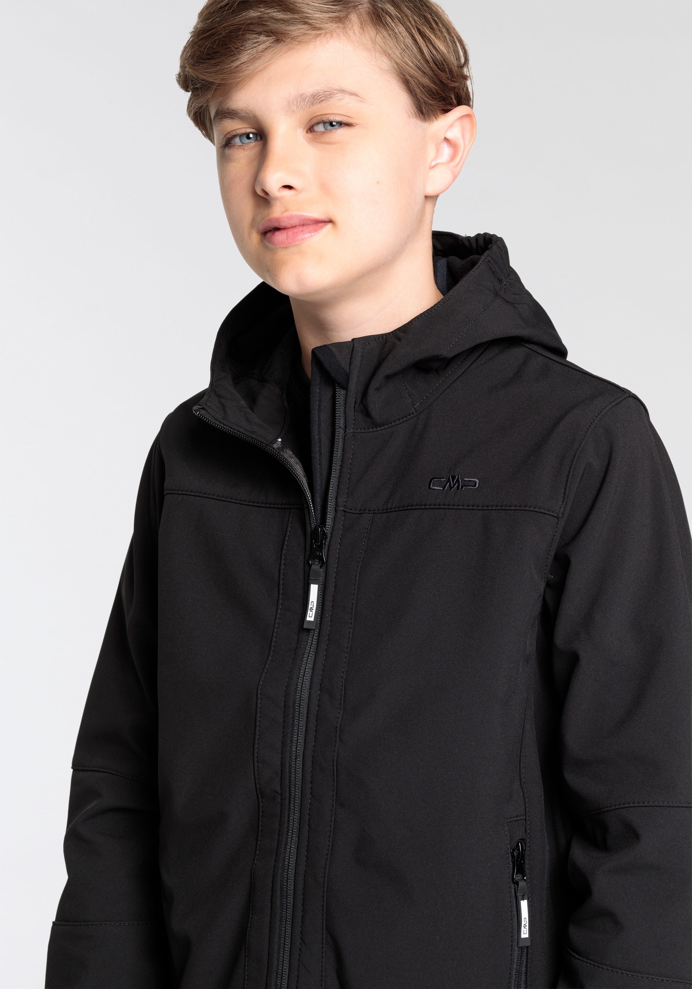 CMP Softshelljacke »KID SOFTSHELL JACKET FIX HOOD für Kinder«, (1 St.), mit Kapuze, Atmungsaktiv & Wärmeisolierend & Wasserabweisend & für Kinder