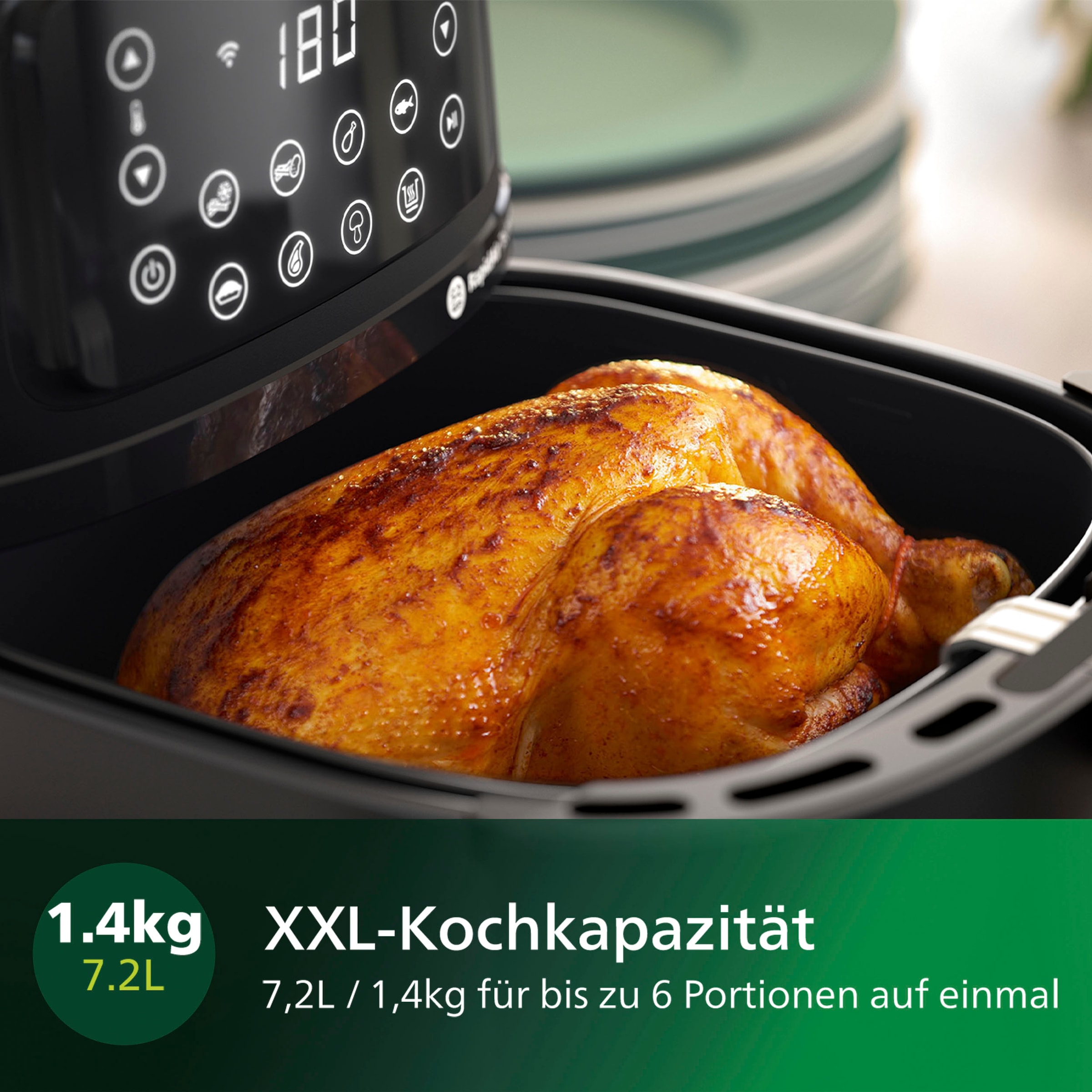 Philips Heißluftfritteuse »Airfryer XXL HD9285/90, 7,2 l«, 2000 W, mit 7 Voreinstellungen, WiFi Konnektivität und Warmhaltefunktion