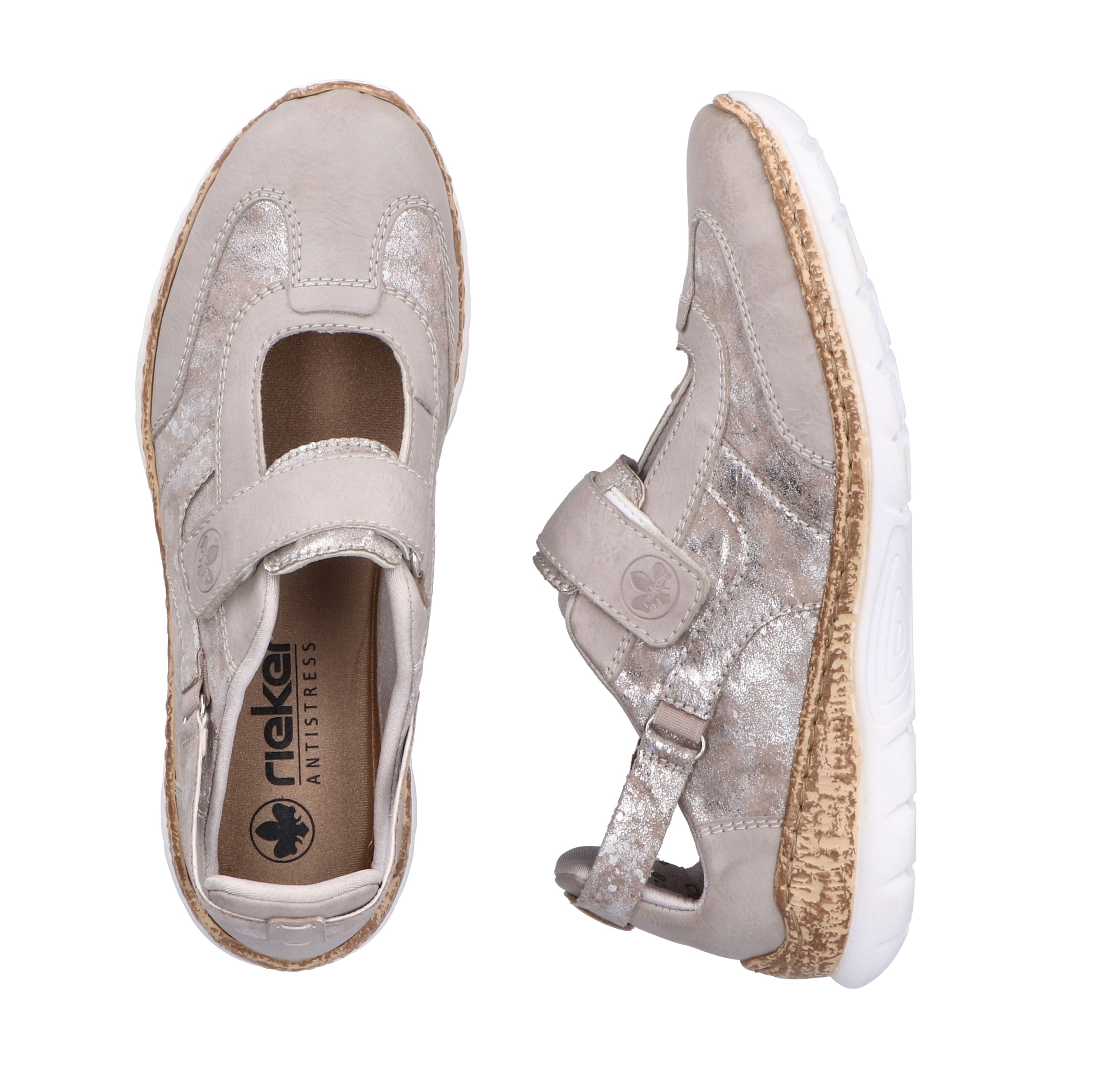 Rieker Klettschuh, Slipper, Halbschuh, Freizeitschuh, Sneaker, Keilabsatz in Korkoptik