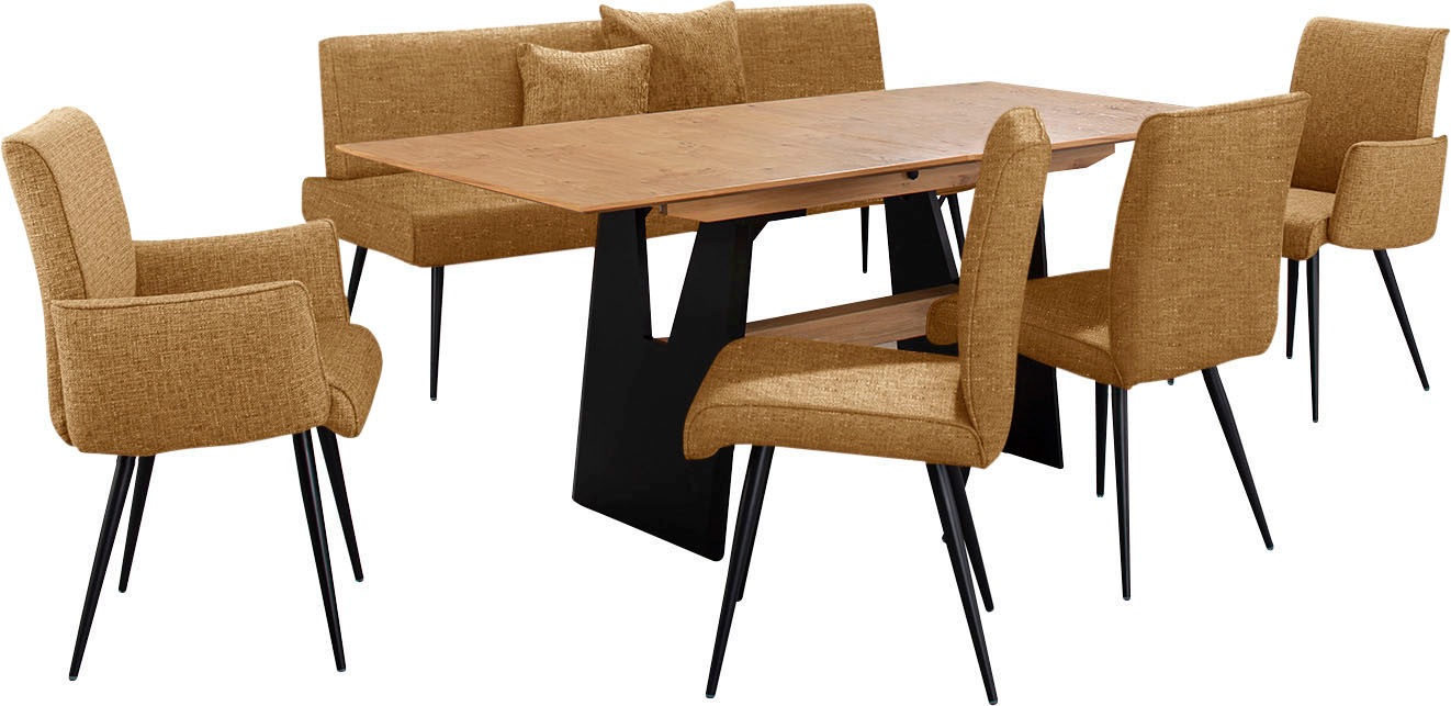 K+W Komfort & Wohnen Essgruppe »Giacomo I« 6 Stk. tlg. 2 Stühle und 2 Armlehnenstühle, Polsterbankbreite 200cm oder 177cm