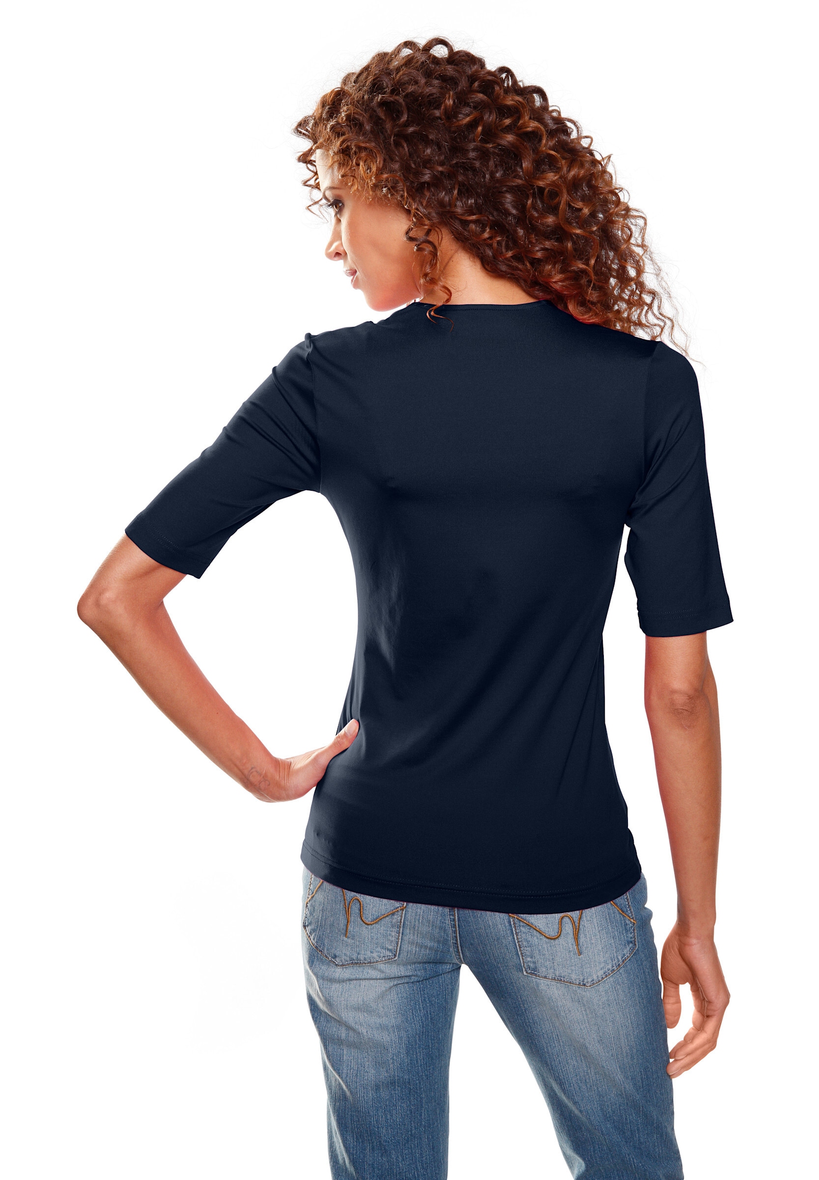 heine T-Shirt »V-Shirt Kurzarmshirt mit Halbarm«