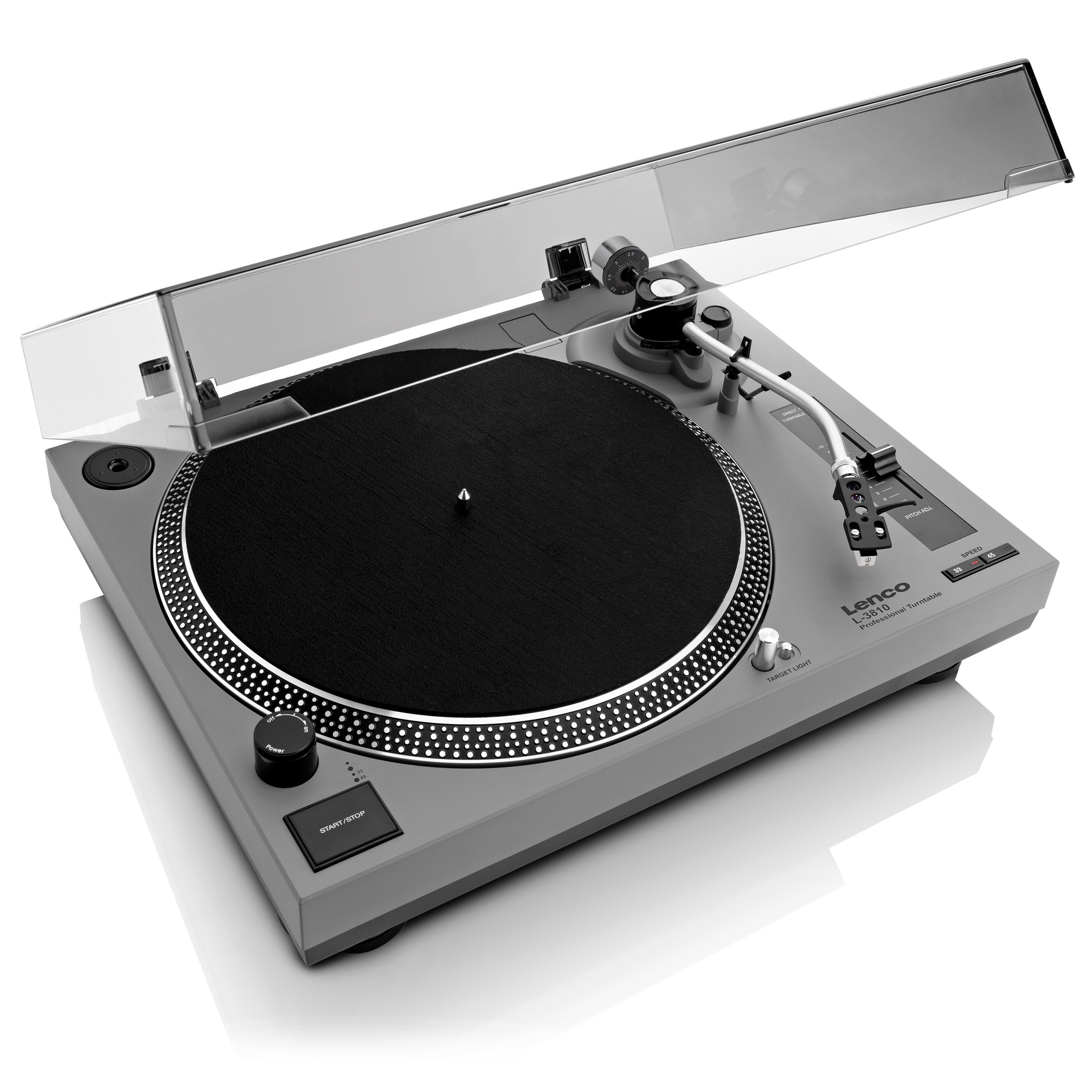 Lenco Plattenspieler »L-3810 gray«, Vorverstärker, Aufnahmefunktion via PC, Pitch Control
