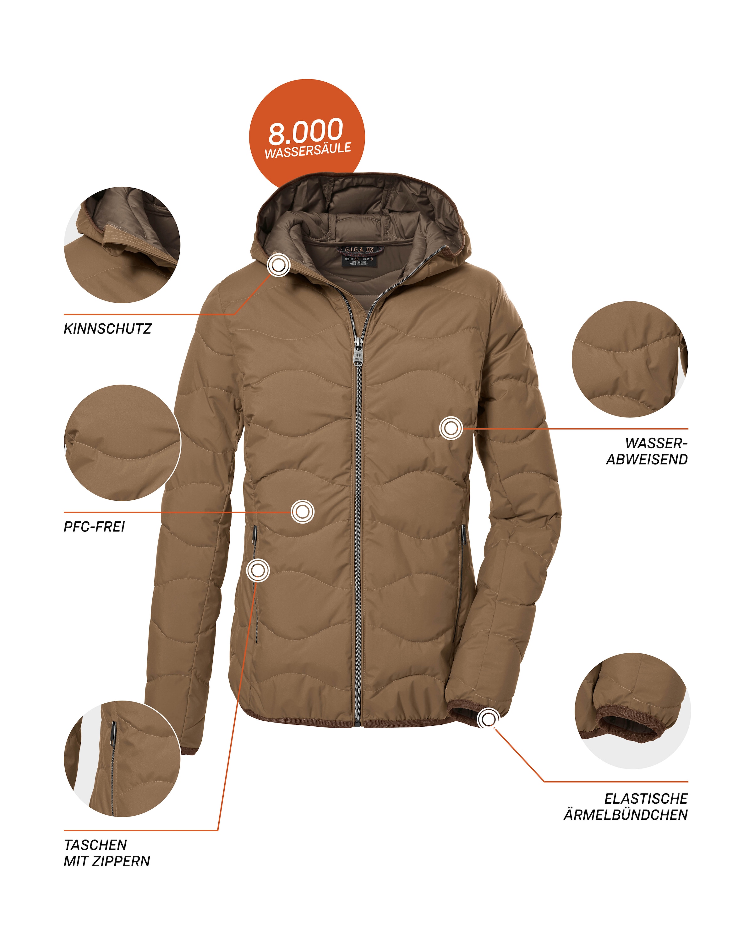G.I.G.A. DX by killtec Steppjacke »GW 21 WMN QLTD JCKT«, Elegante, wasserabweisende Damenjacke aus recycelten Materialien