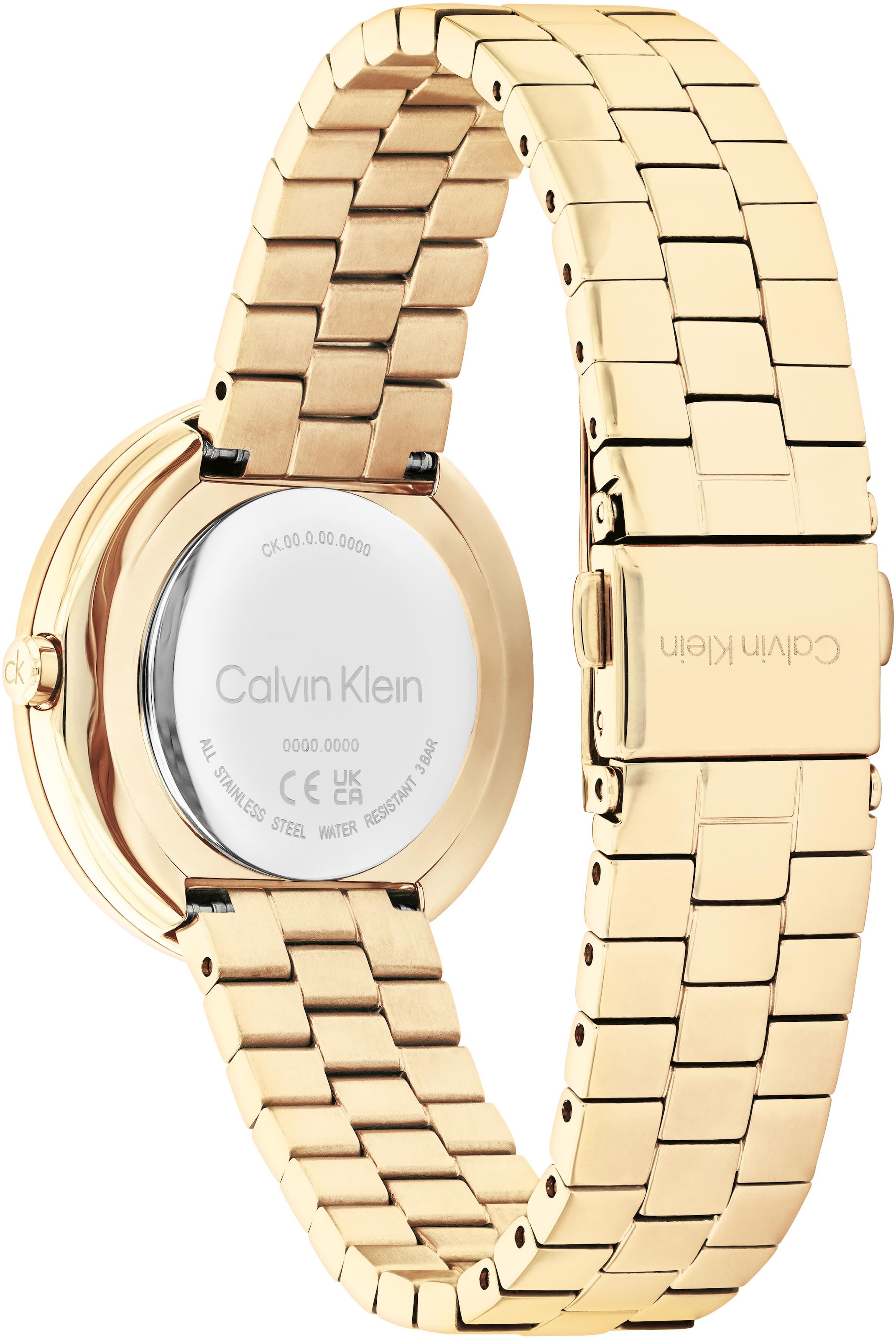 Calvin Klein Quarzuhr »Twisted Bezel« Armbanduhr, Damenuhr, Edelstahlarmband, analog, Glassteine