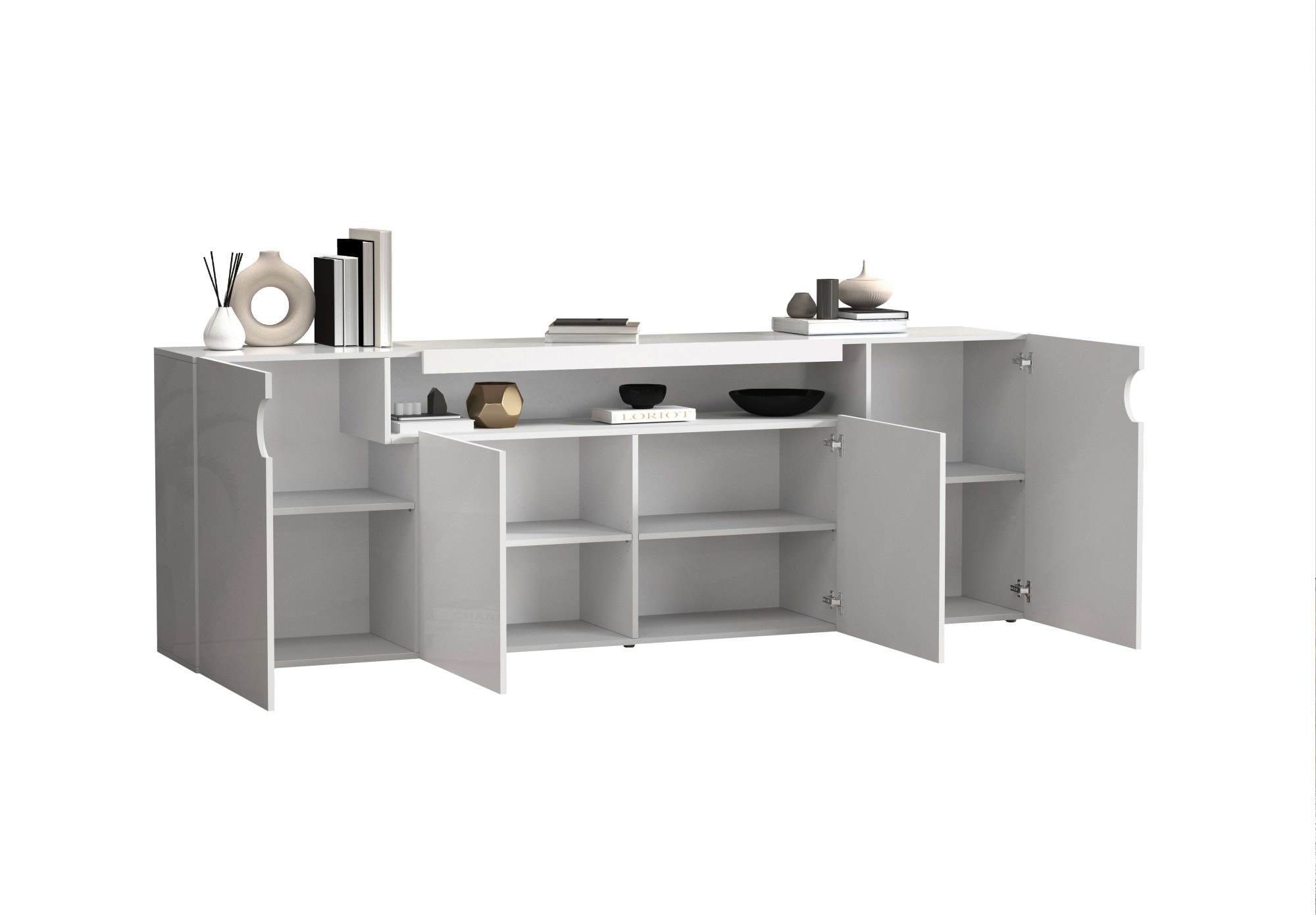 OTTO home Sideboard »Sideboard REAL, Kommode, Schrank, Kredenz« 1 Stk. tlg. Mit 4 Türen, davon 2 abgerundet, die ein ovales offenes Fach bilden