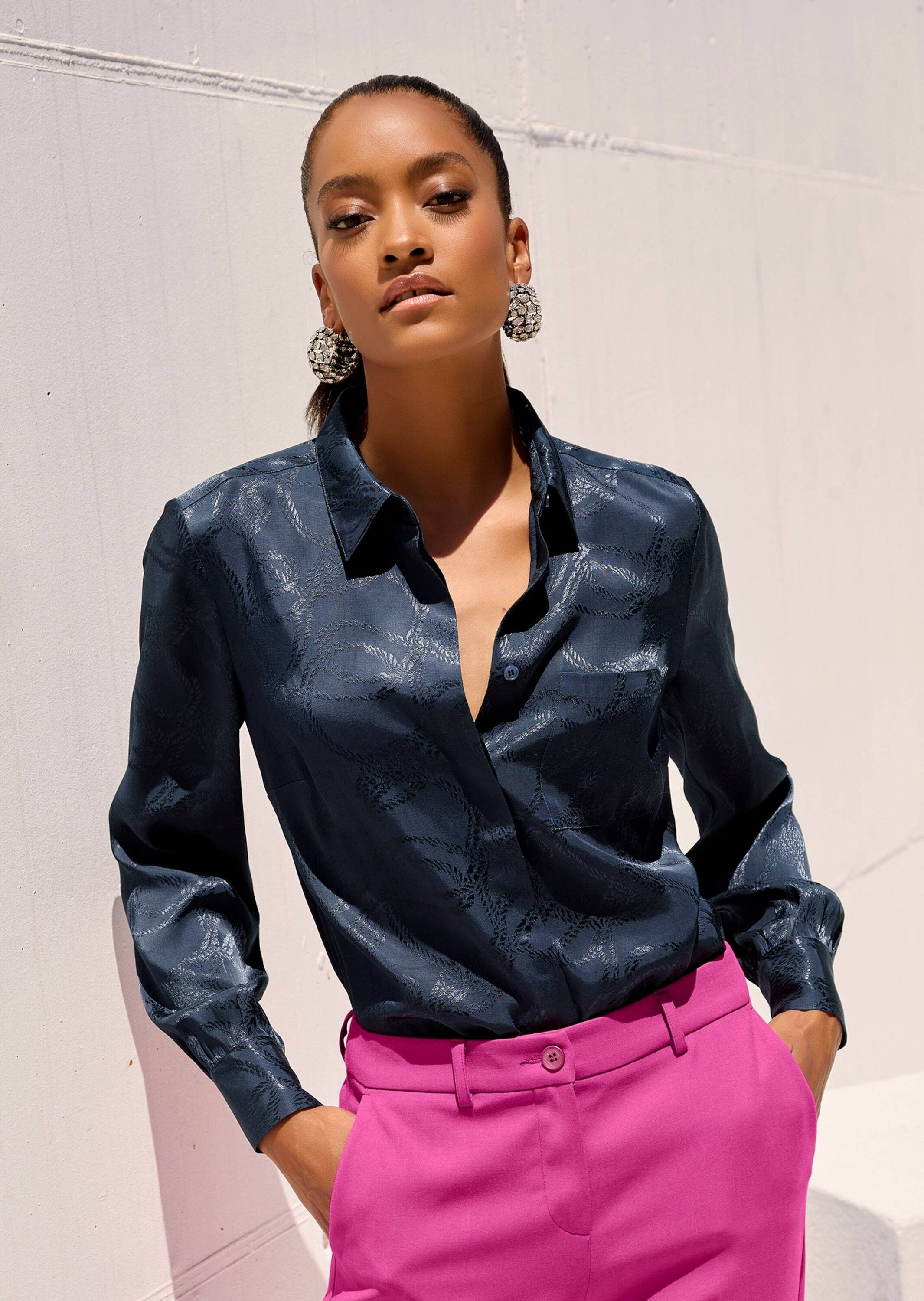 MADELEINE Hemdbluse »Bluse Hemdbluse mit Jacquard-Dessin«