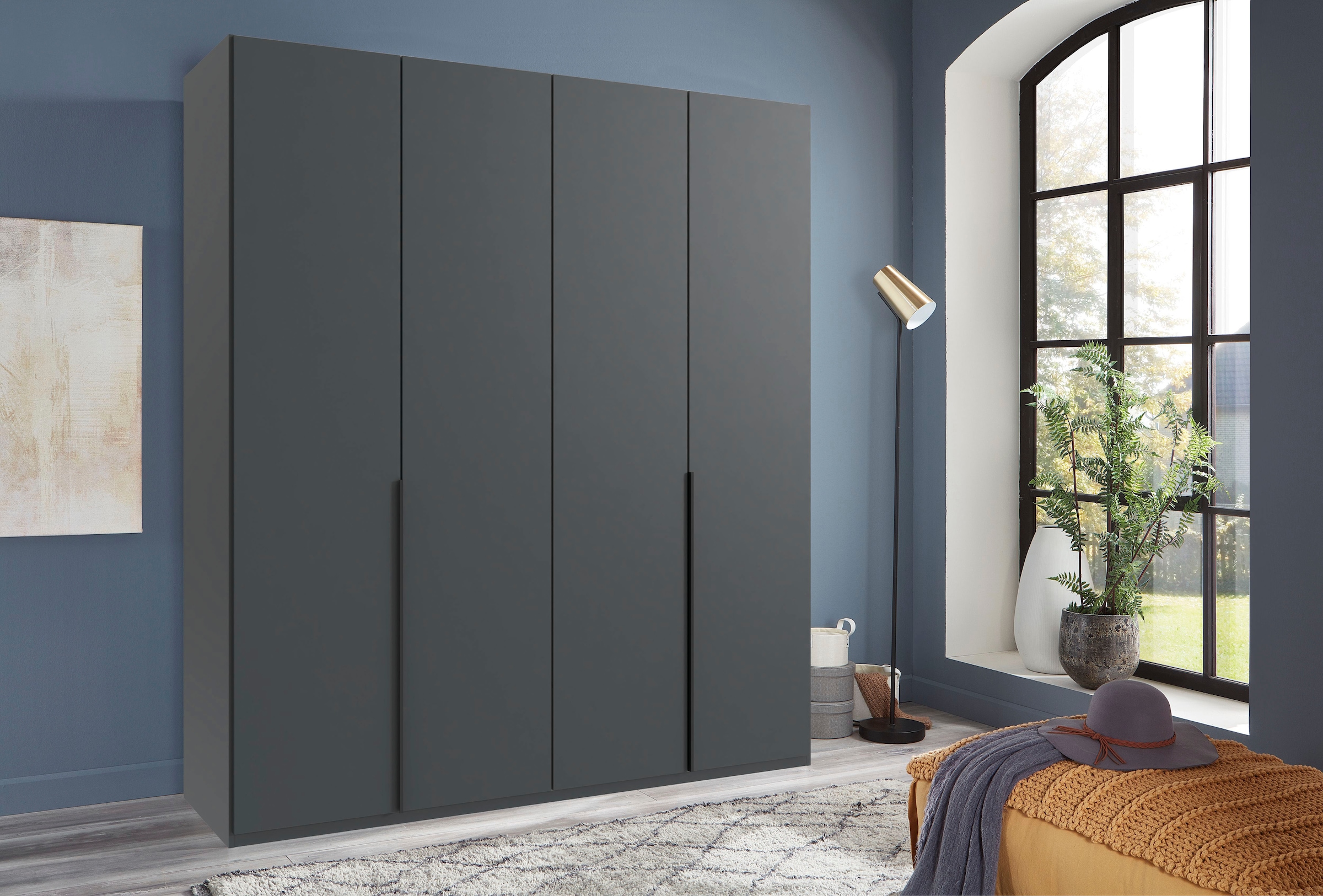 Wimex Kleiderschrank »Mugano,in 8 Breiten,3 Höhen,2 Tiefen, viele Farben, Made in Germany«, (in Basic oder Premium Ausstattung mit 2 weiteren Einlegeböden), mit langen oder kurzen Griffen aus Metall, mit oder ohne Spiegel