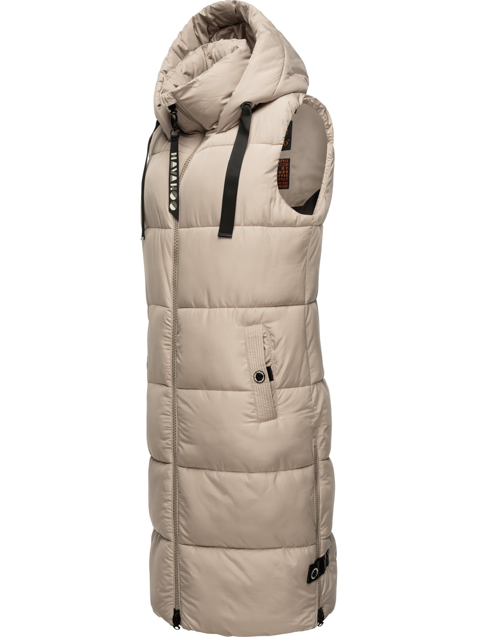 Navahoo Steppweste »Steppweste Schnuffelchen«, (1 tlg.), warme Damen Outdoor-Weste lang mit Kapuze